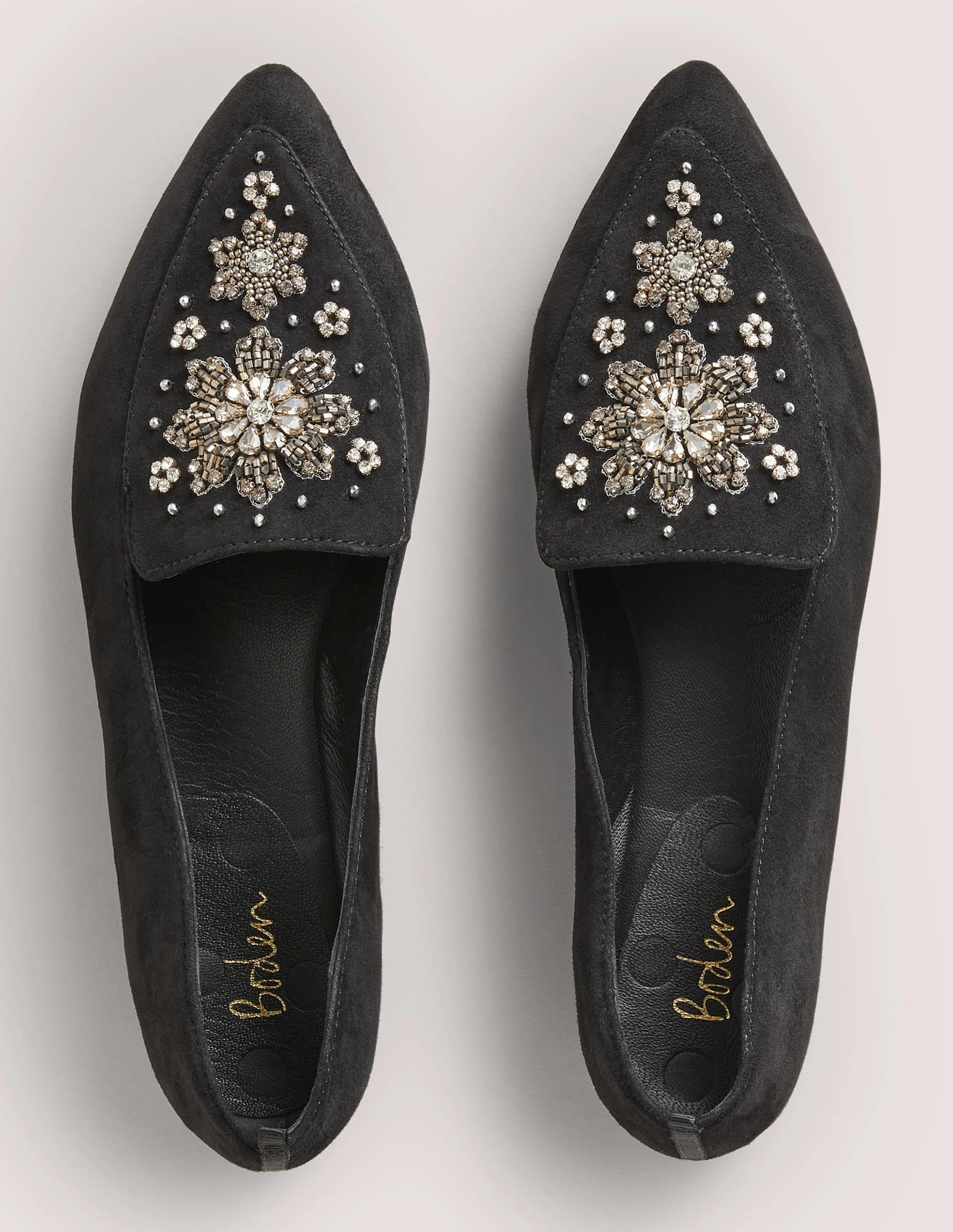 Embellished Suede Loafer-Black - Image 4