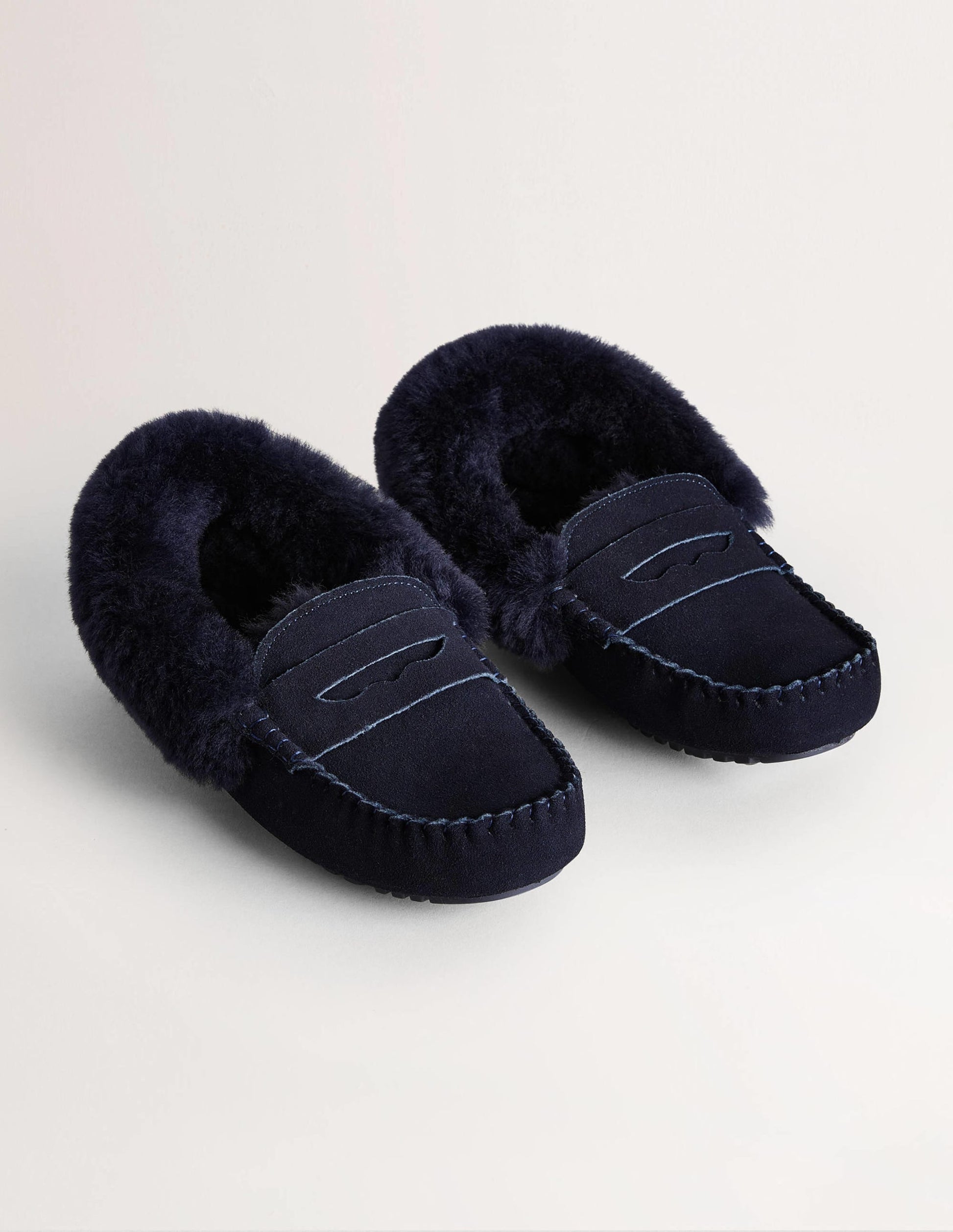 Moccasin Slippers-Navy Suede-2