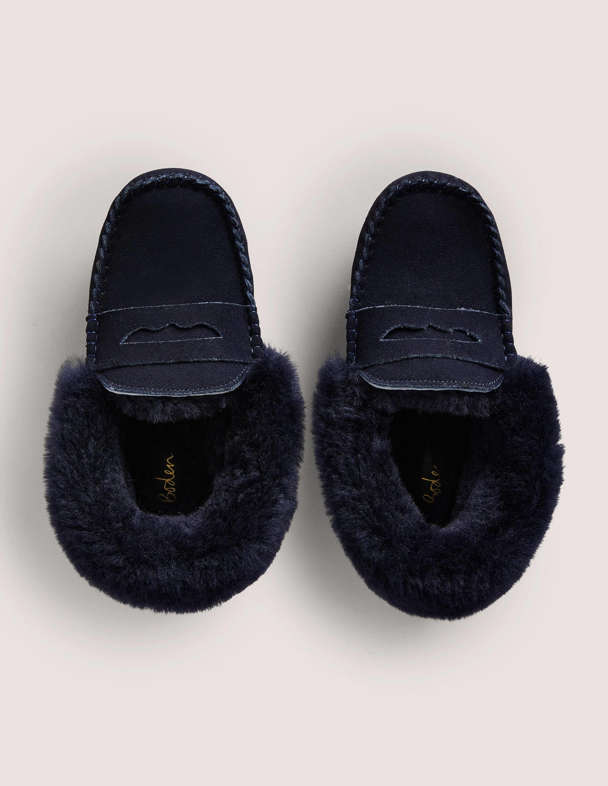 Moccasin Slippers-Navy Suede-4