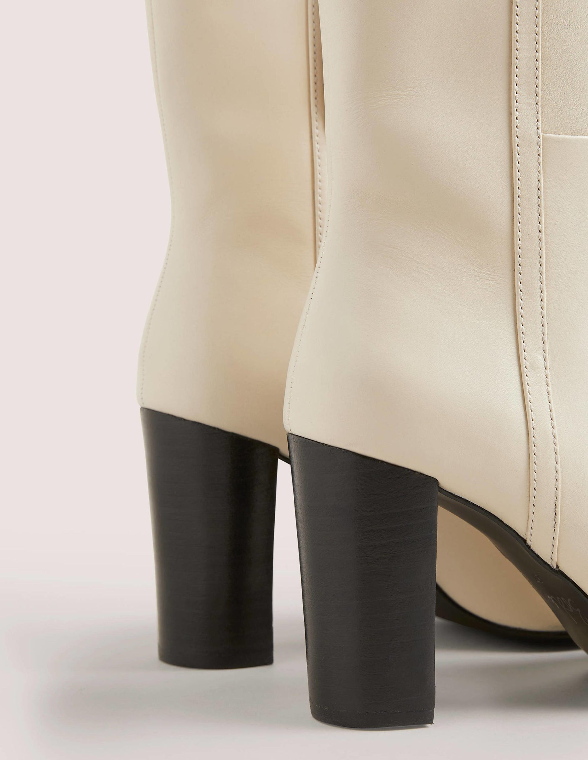 Leather Ankle Boots-Off White-3