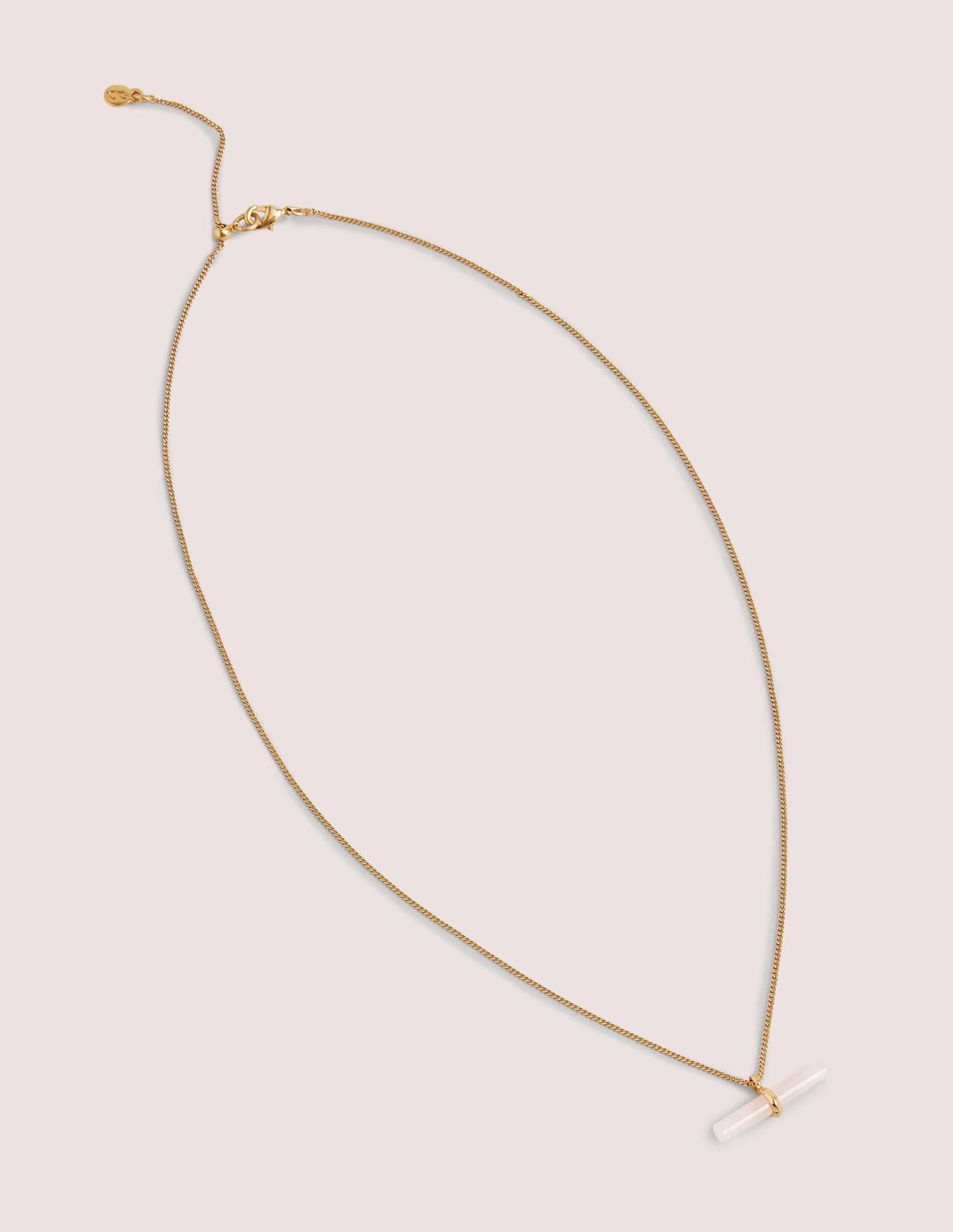 Semi-precious T-bar Necklace-Rose Quartz-1