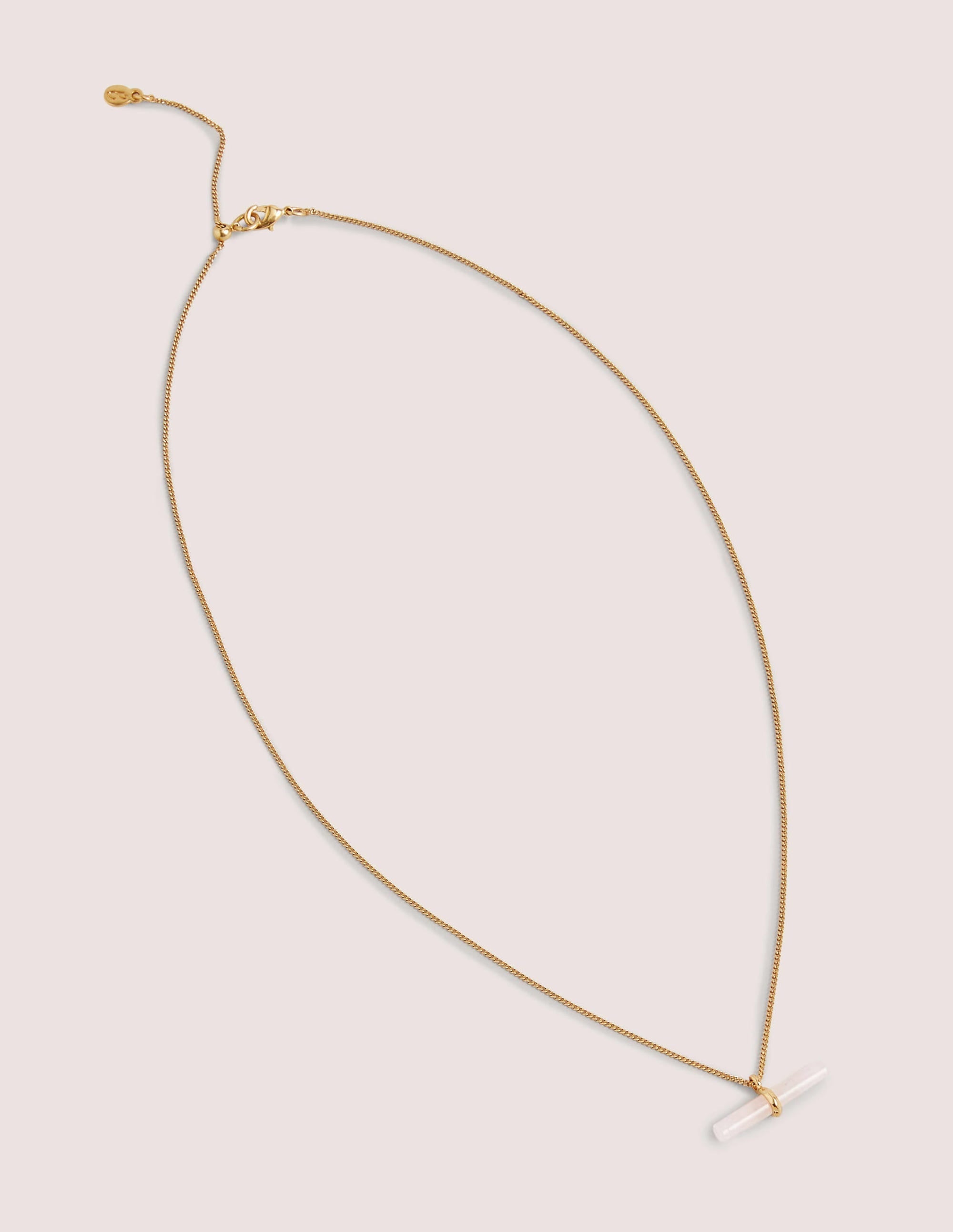 Semi-precious T-bar Necklace-Rose Quartz - Image 1