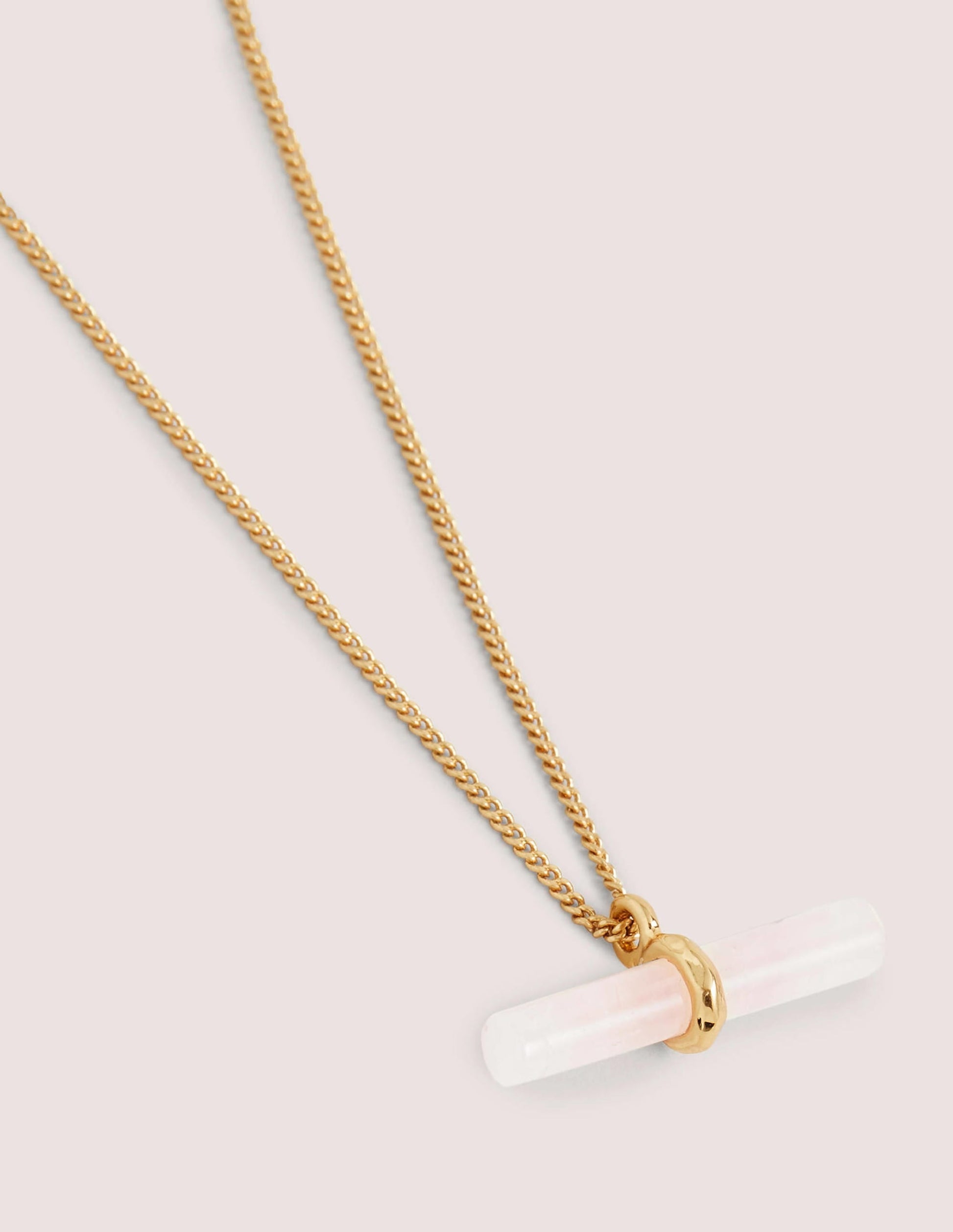 Semi-precious T-bar Necklace-Rose Quartz-2