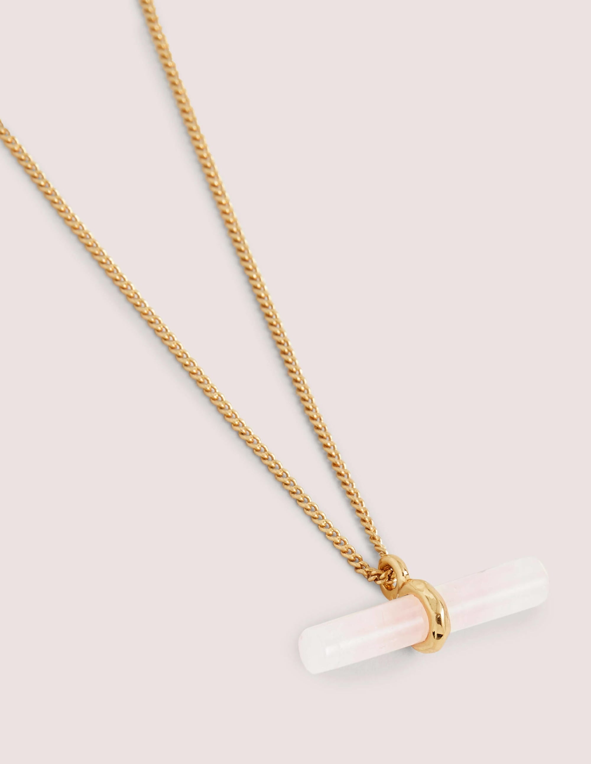 Semi-precious T-bar Necklace-Rose Quartz - Image 2