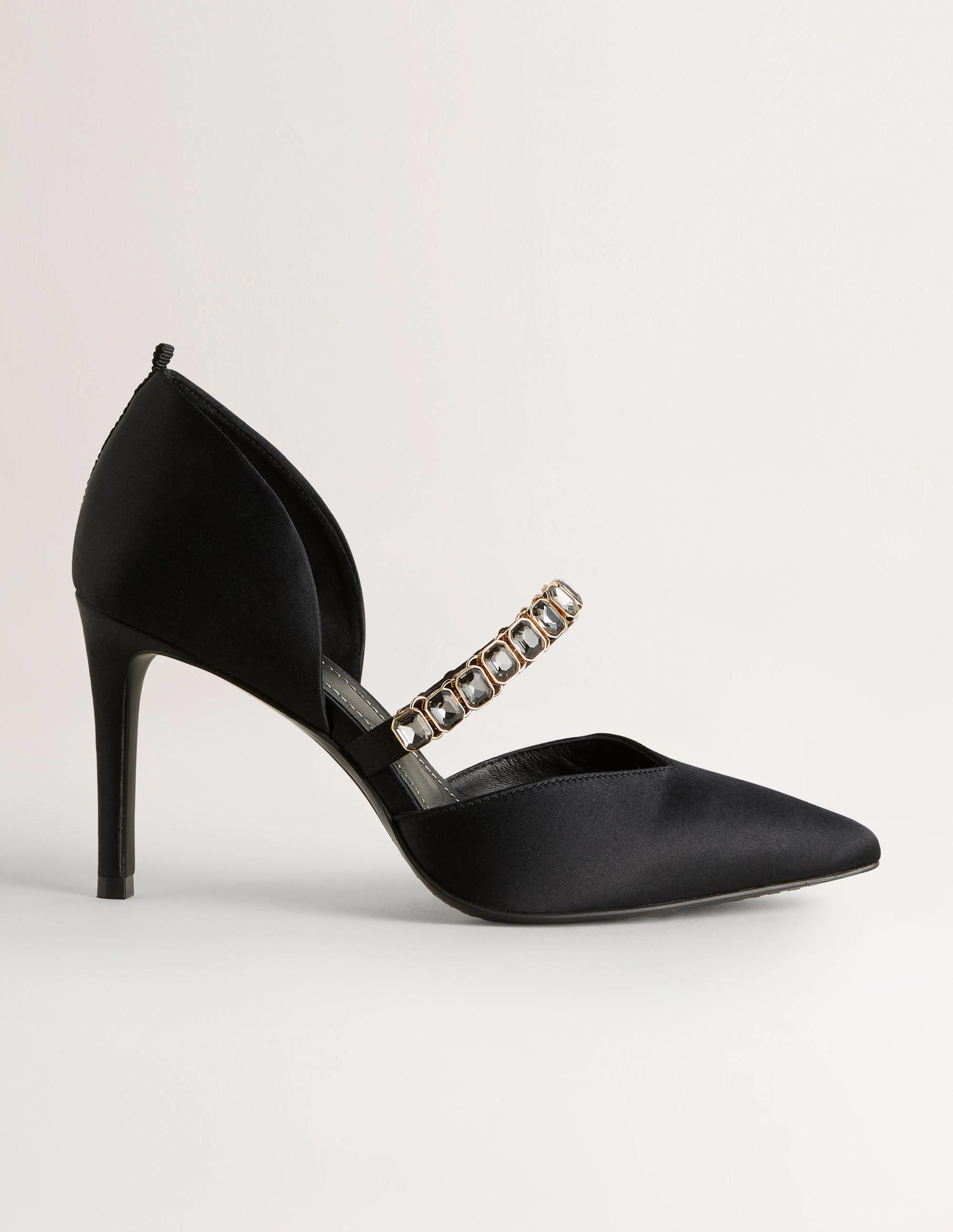 Black Crystal-Strap Heeled Courts-Black - Image 1