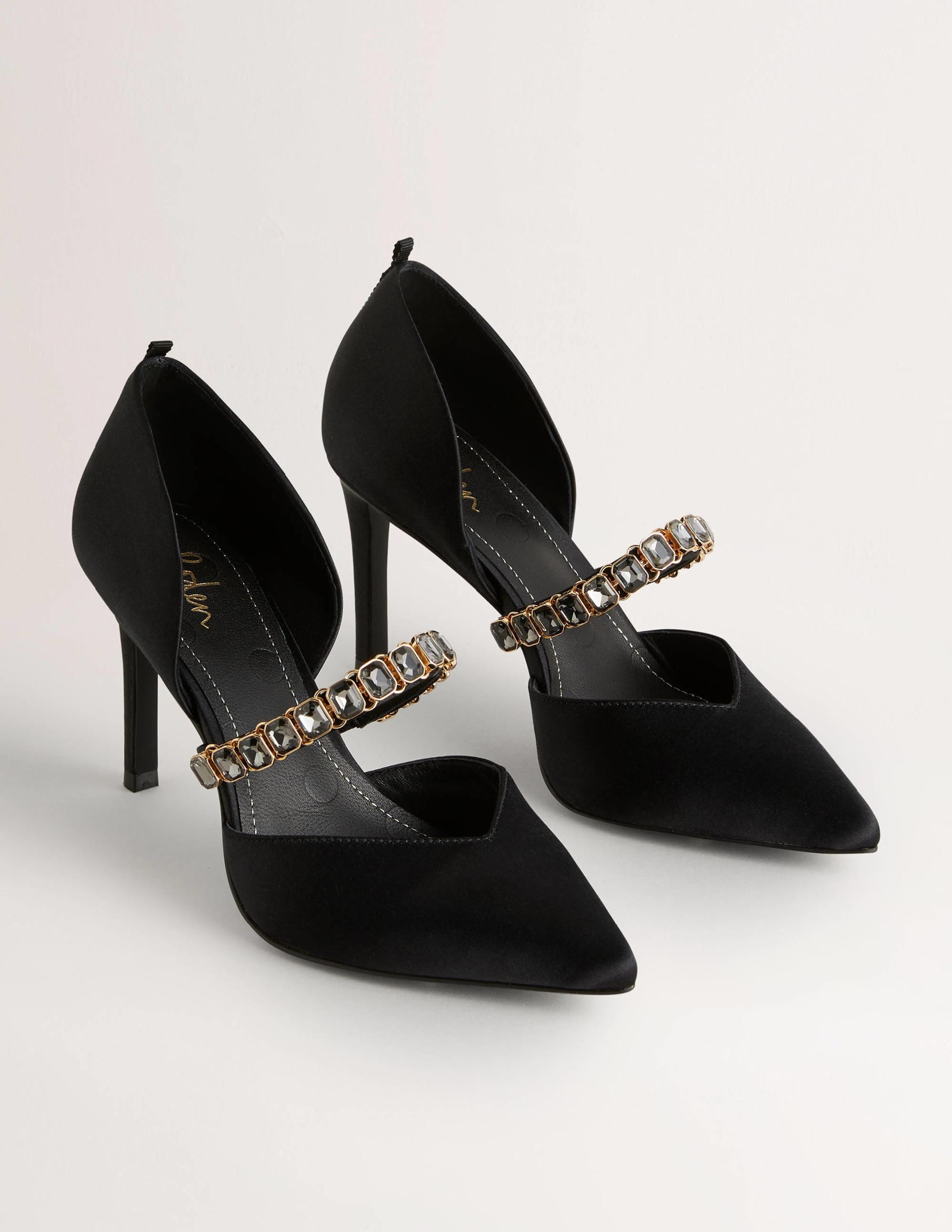 Black Crystal-Strap Heeled Courts-Black - Image 2