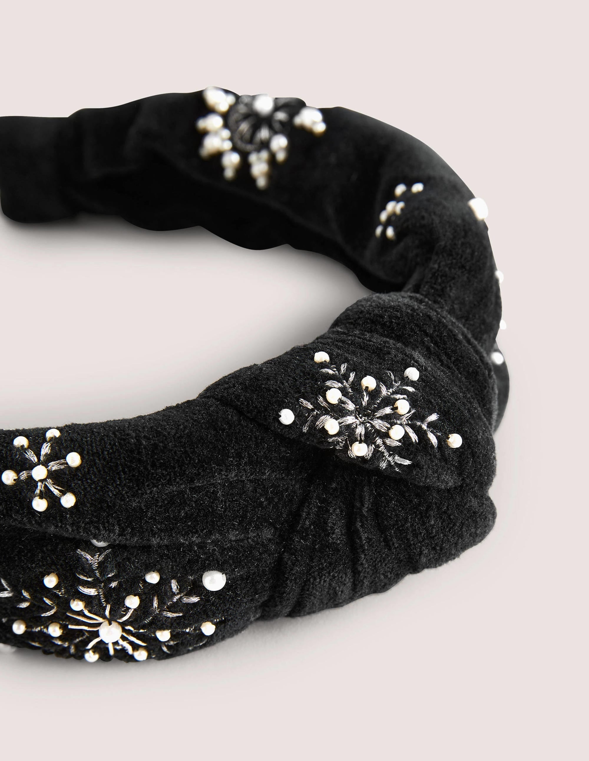 Knotted Embellished Headband-Black Pearl Snowflake - Image 3