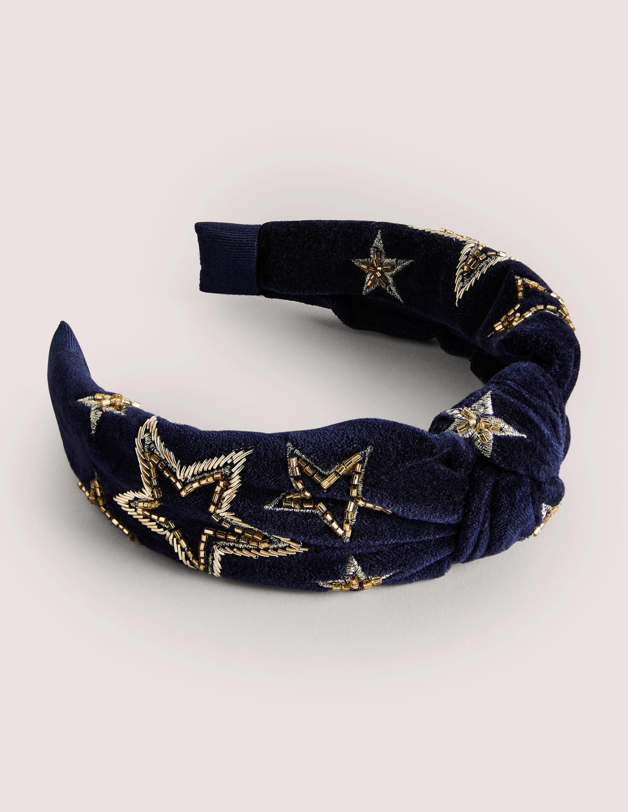 Knotted Embellished Headband-Navy Gold Star - Image 2