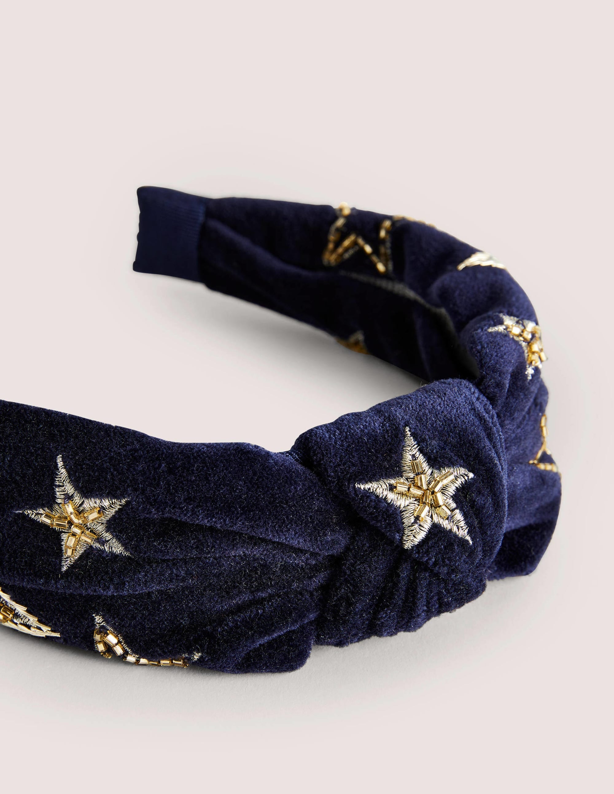 Knotted Embellished Headband-Navy Gold Star - Image 3