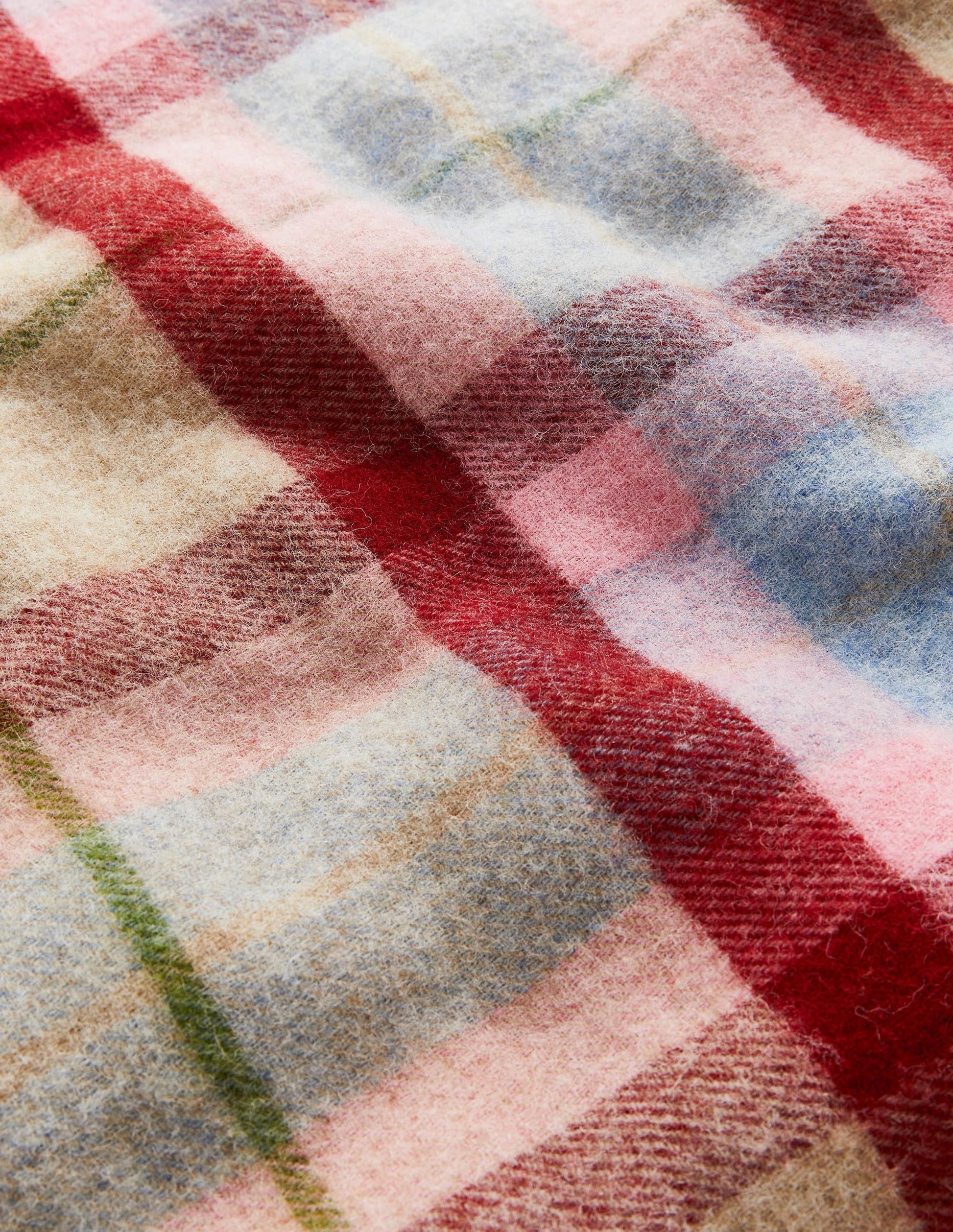 Wool Throw-Grey Marl/ Pink Check-2