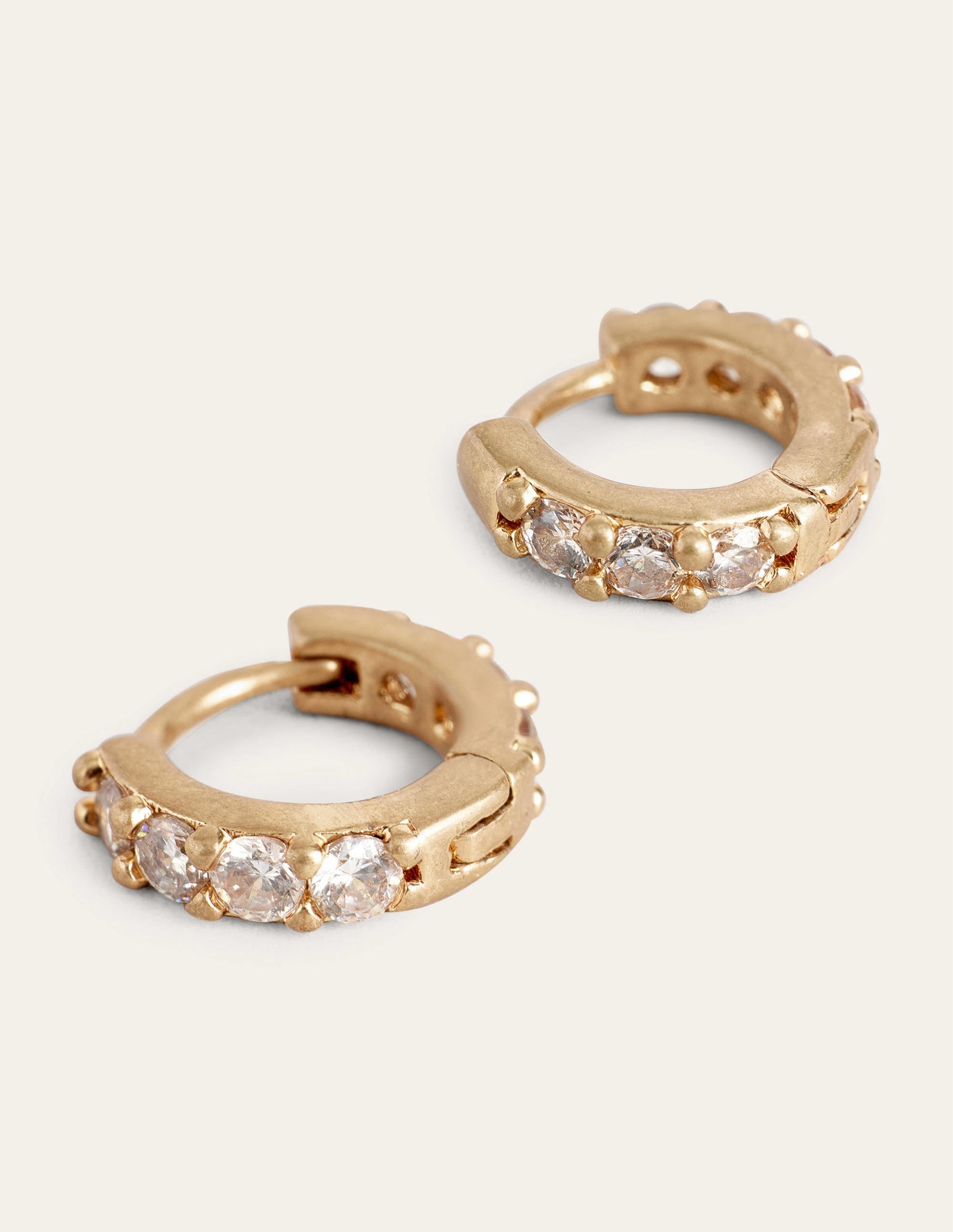 Pavé Huggie Hoop Earrings-Gold - Image 1