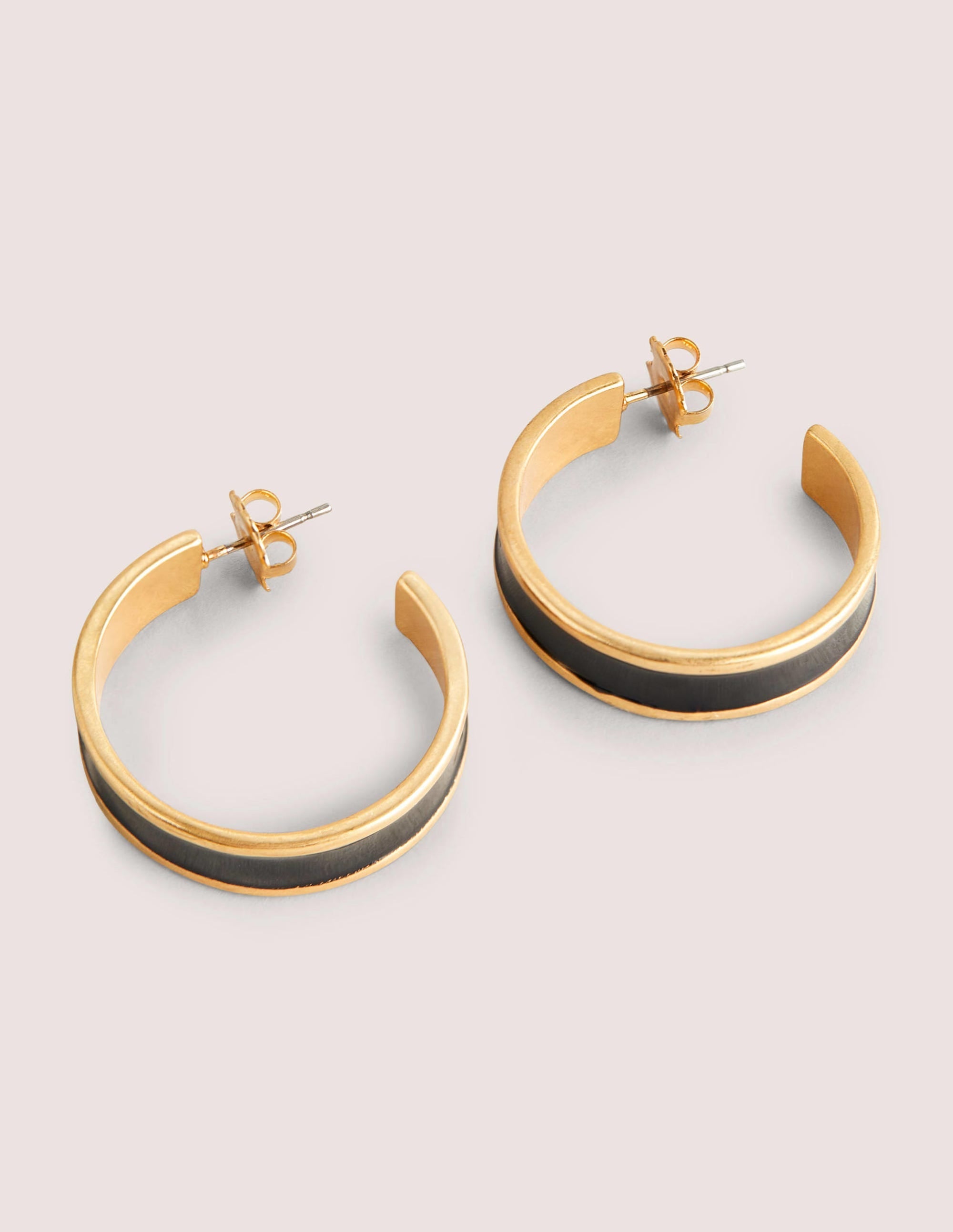 Enamel Hoop Earrings-Black - Image 1