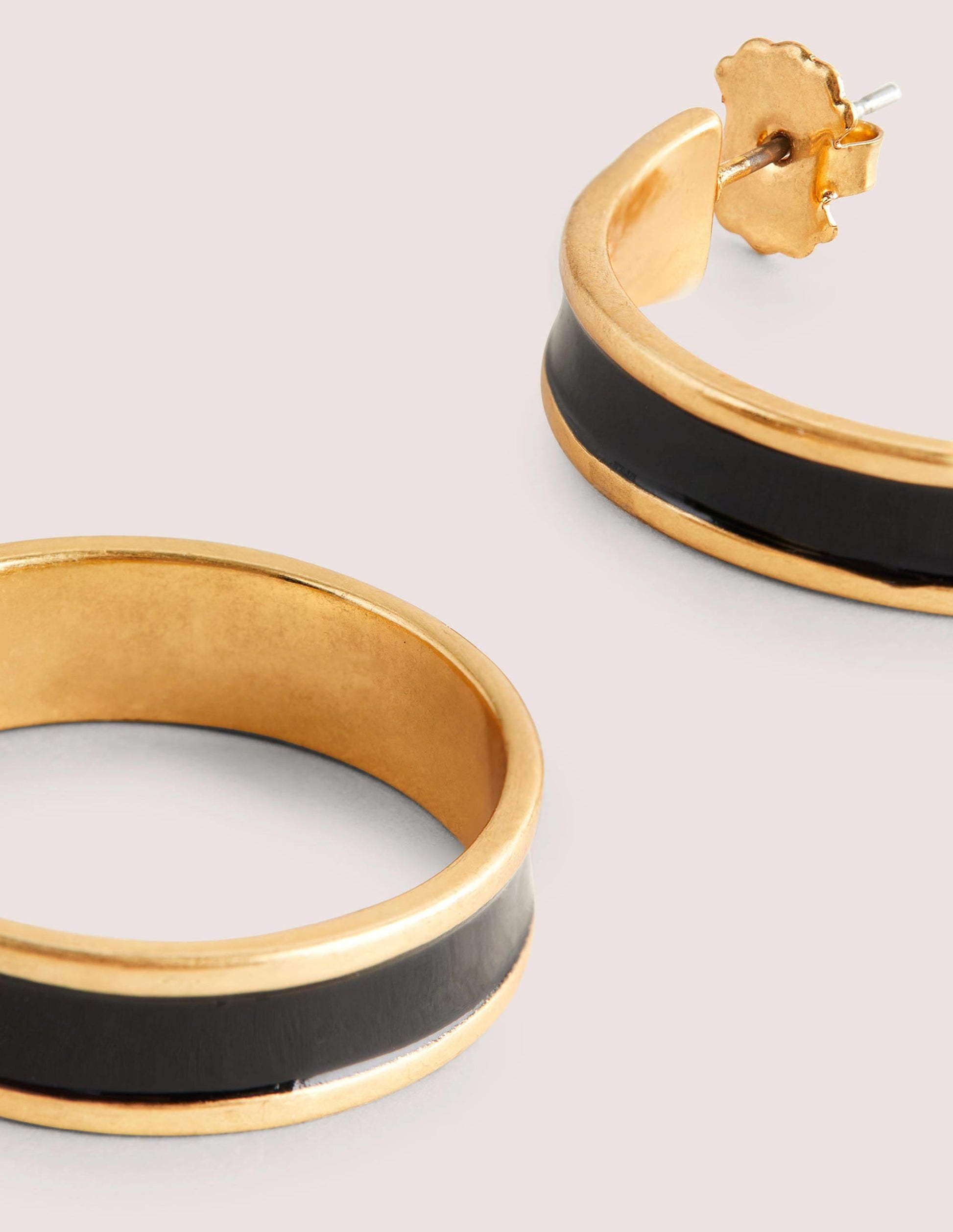 Enamel Hoop Earrings-Black-2