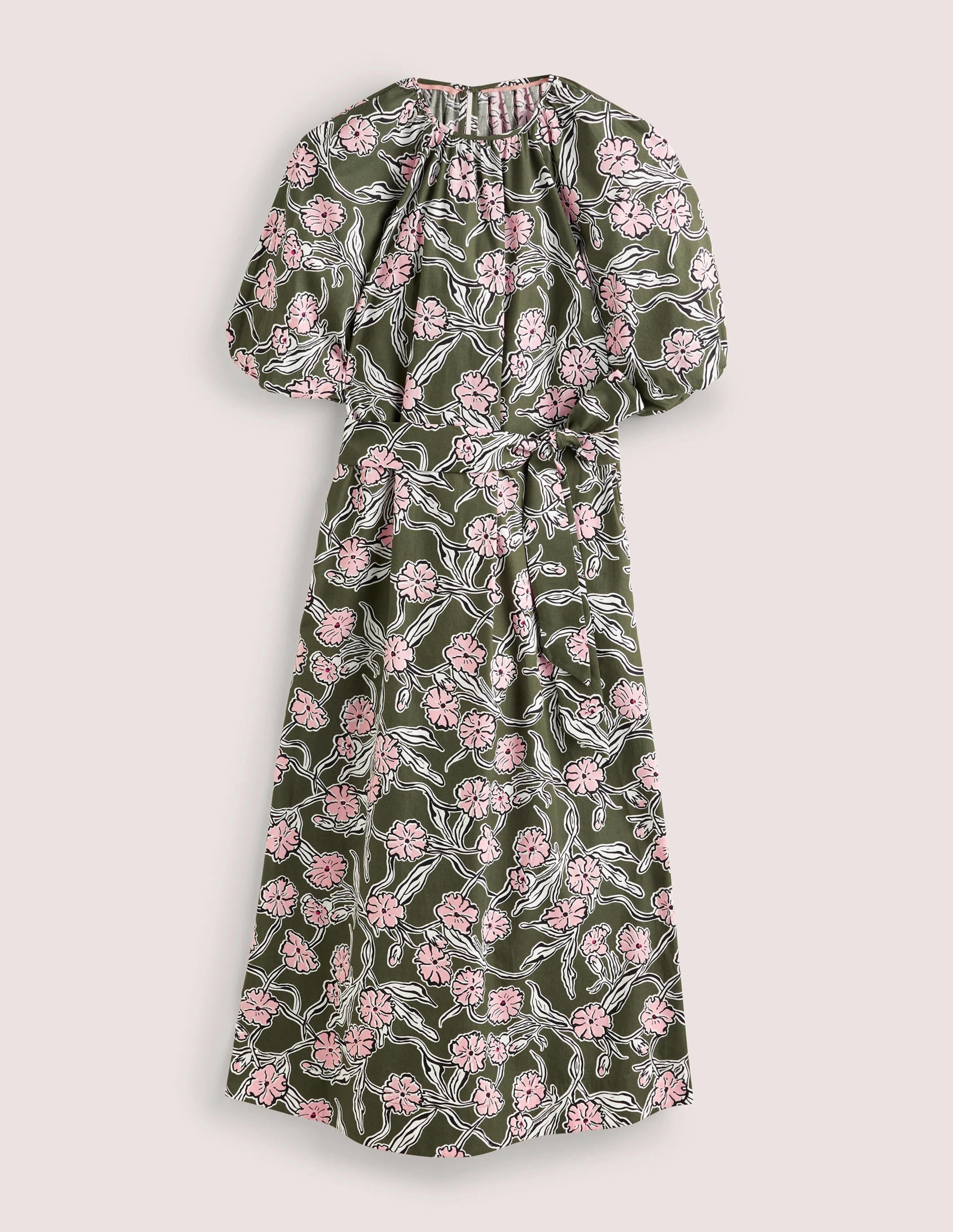 Puff Sleeve Column Midi Dress-Basil, Petal Vine - Image 7
