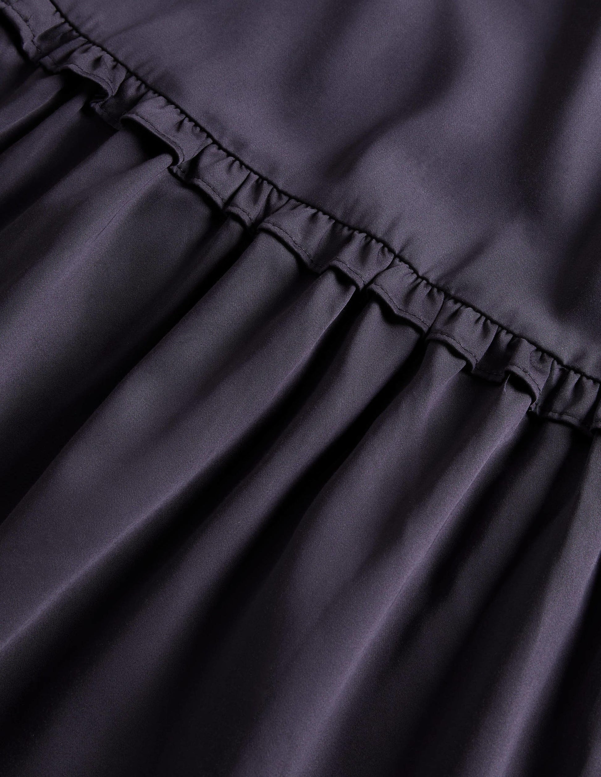 Pleat Detail Satin Midi Dress-Navy-6