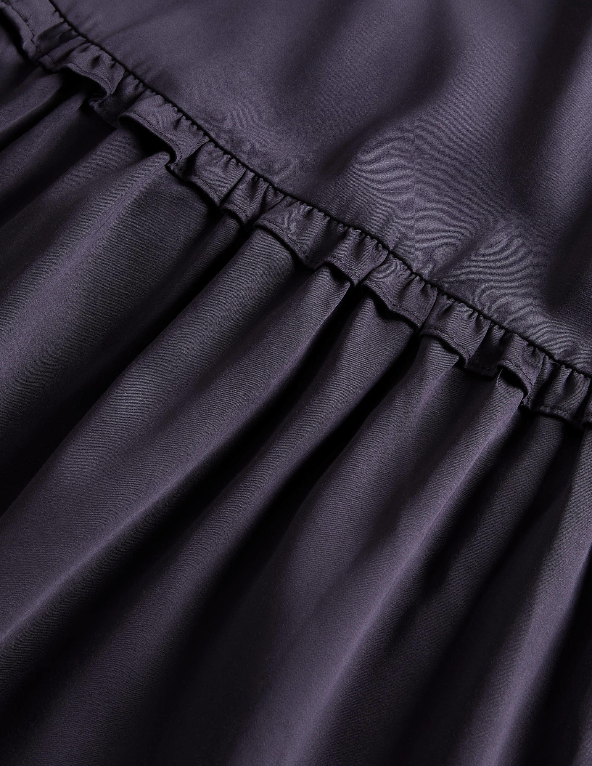 Pleat Detail Satin Midi Dress-Navy - Image 6