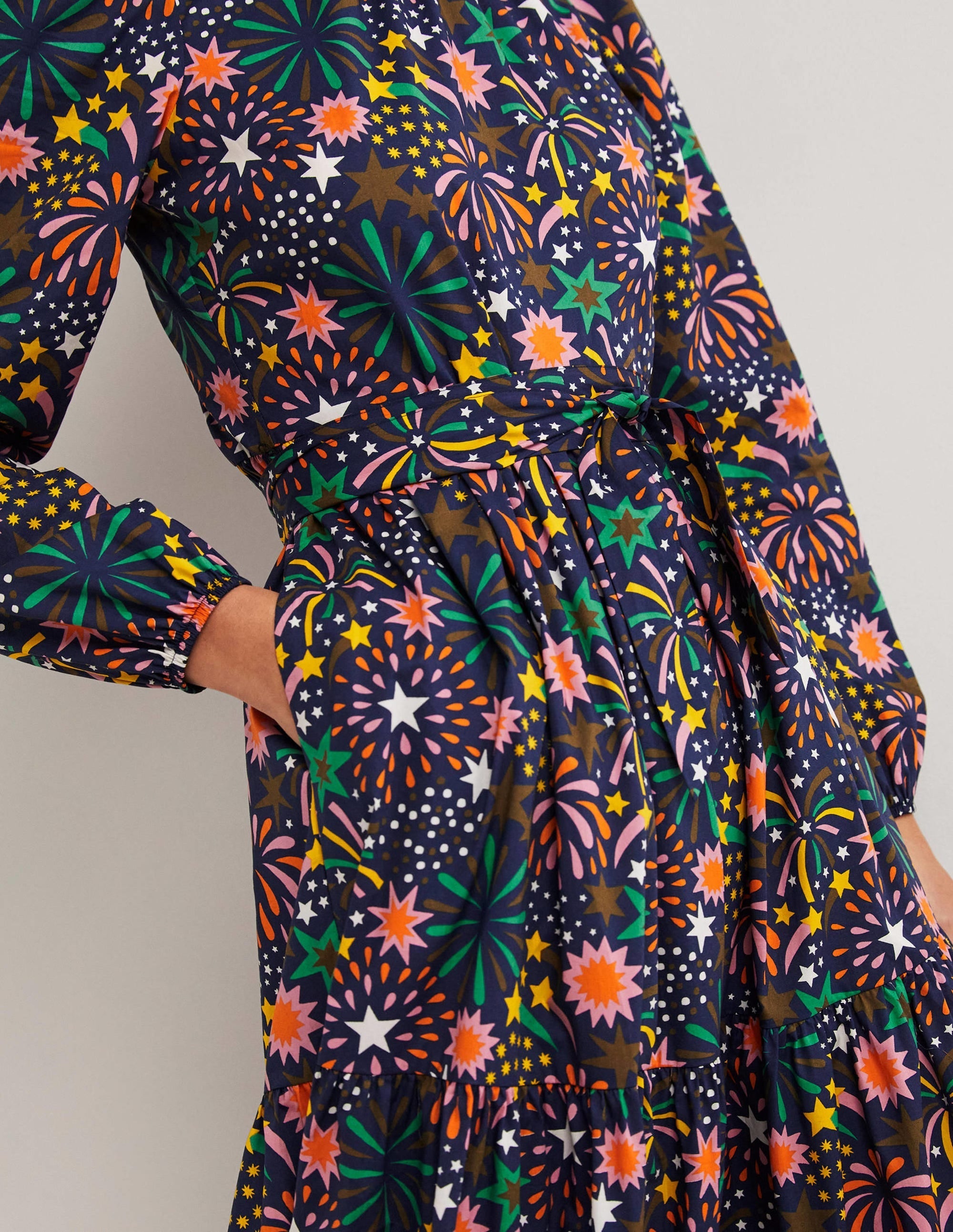 Mutton Sleeve Maxi Dress-Multi, Firework Bloom - Image 4