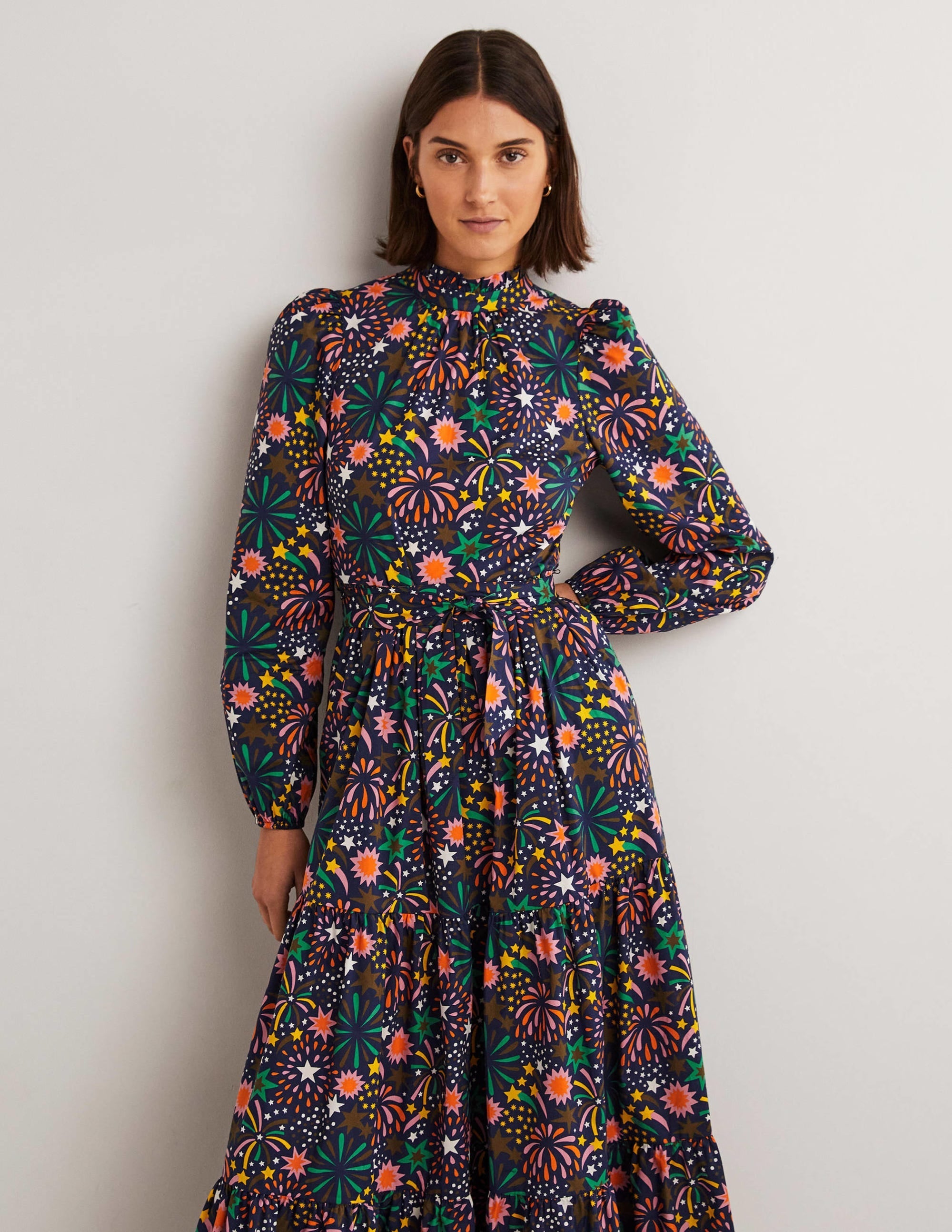 Mutton Sleeve Maxi Dress-Multi, Firework Bloom - Image 5