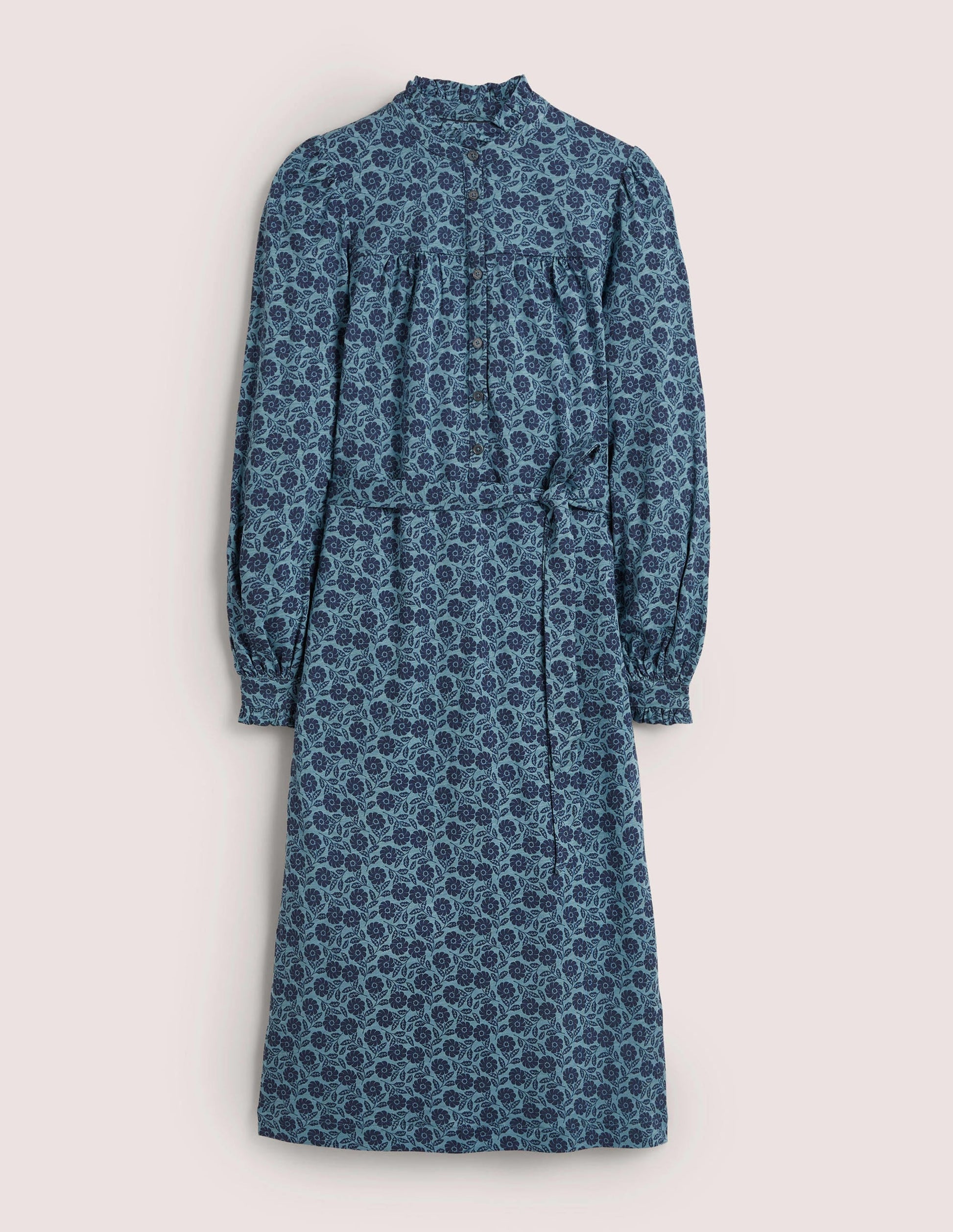 Column Jersey Midi Shirt Dress-Mid Blue, Botanica-5