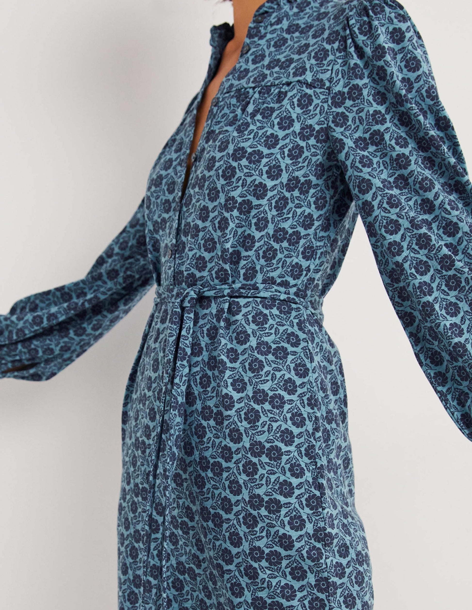 Column Jersey Midi Shirt Dress-Mid Blue, Botanica-2