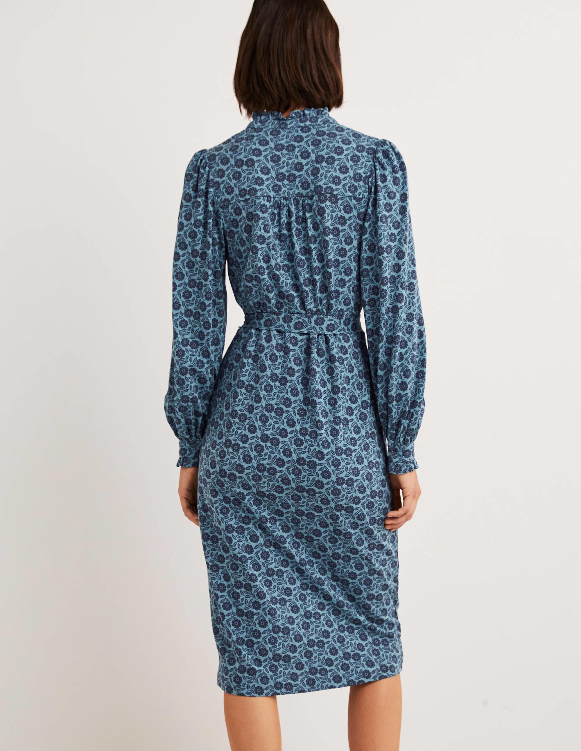 Column Jersey Midi Shirt Dress-Mid Blue, Botanica - Image 3