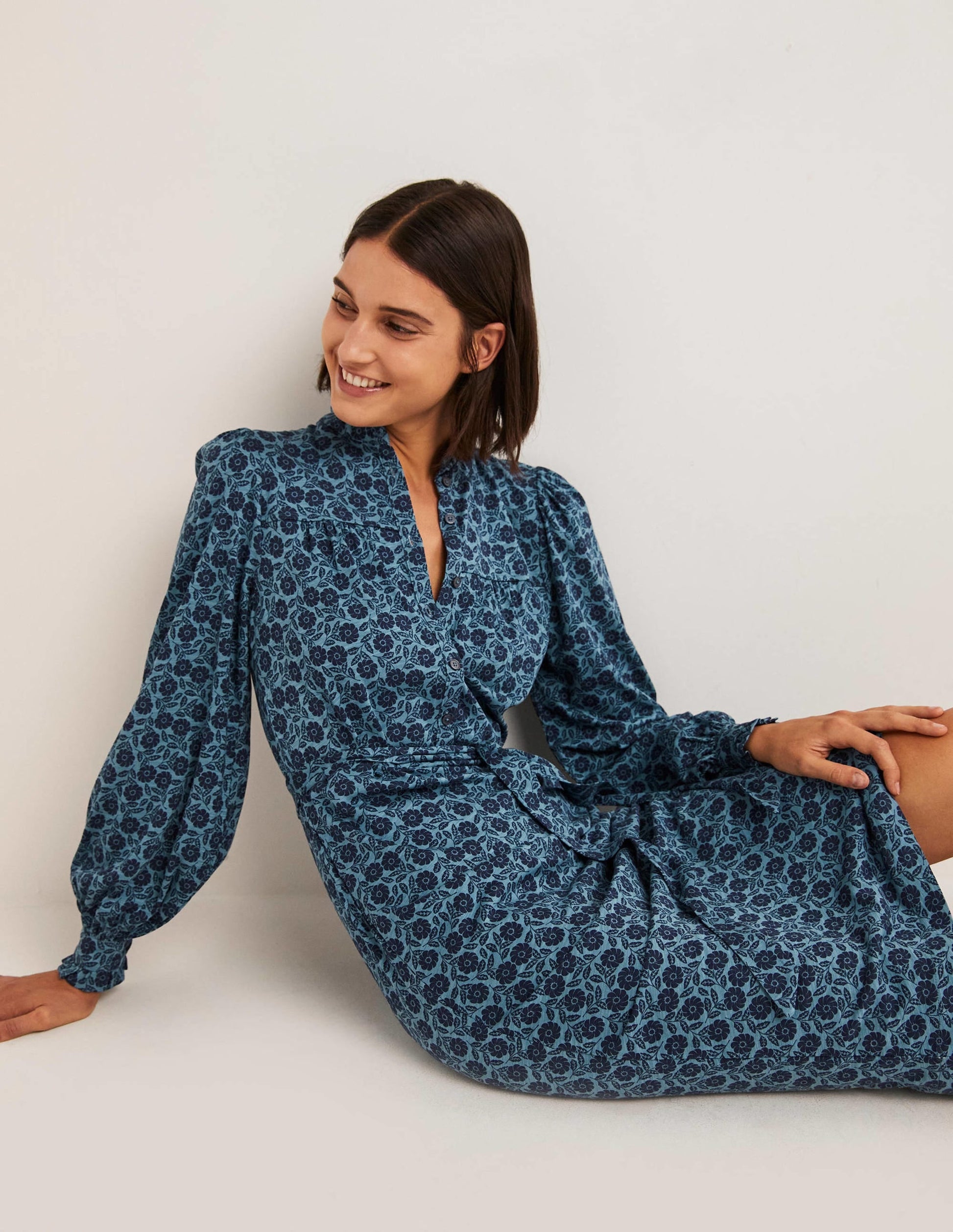 Column Jersey Midi Shirt Dress-Mid Blue, Botanica-4