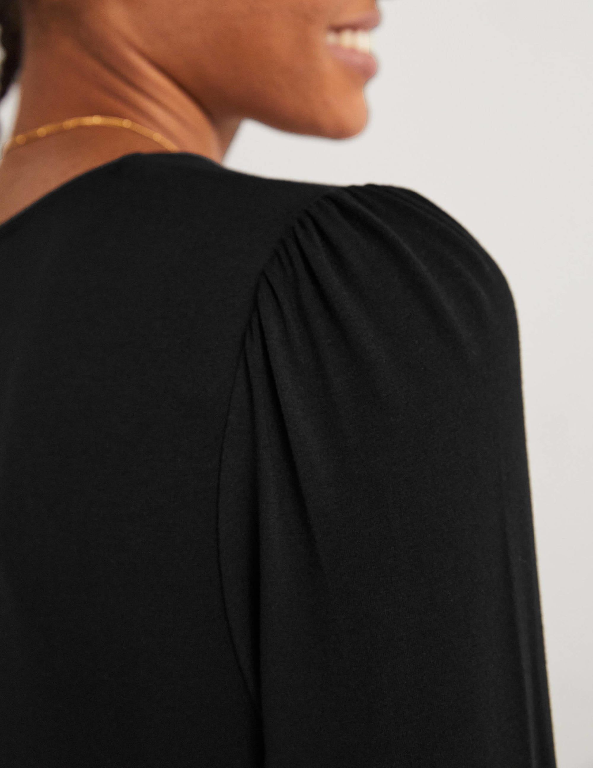 Crew Neck Jersey Midi Dress-Black - Image 3