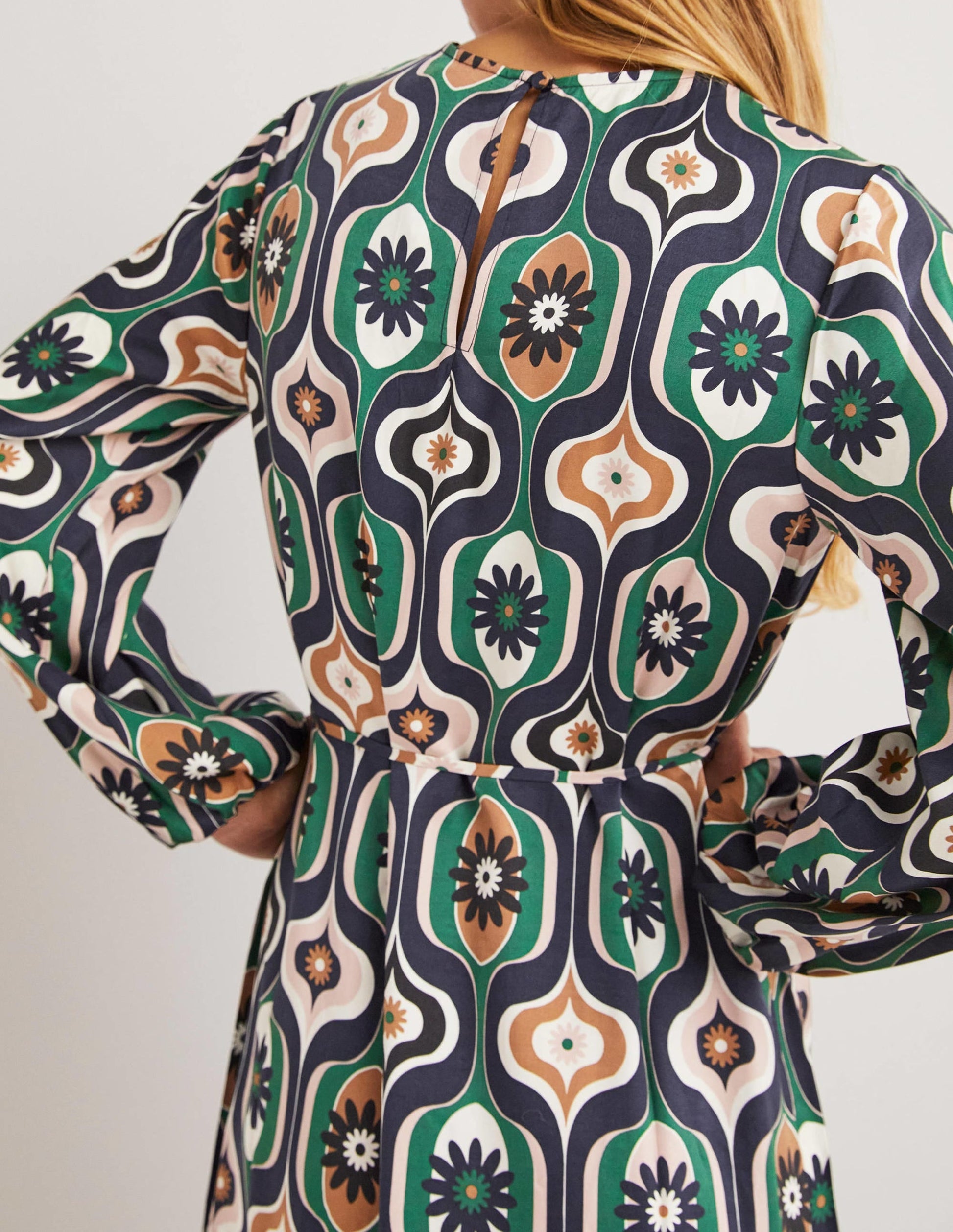 Long Sleeve Column Midi Dress-Multi, Geo Swirl-4