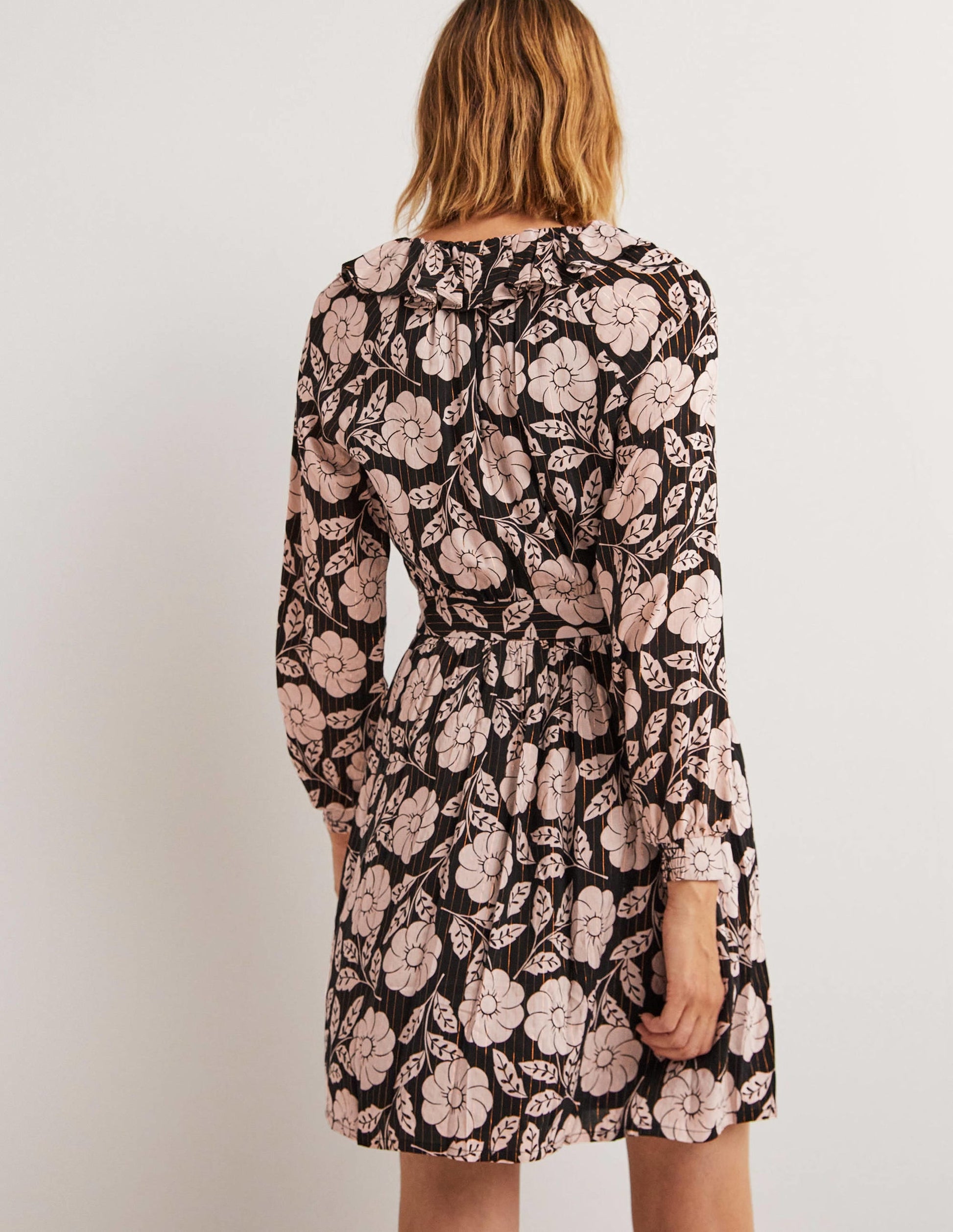 Metallic Frill Detail Dress-Black, Botanica-3
