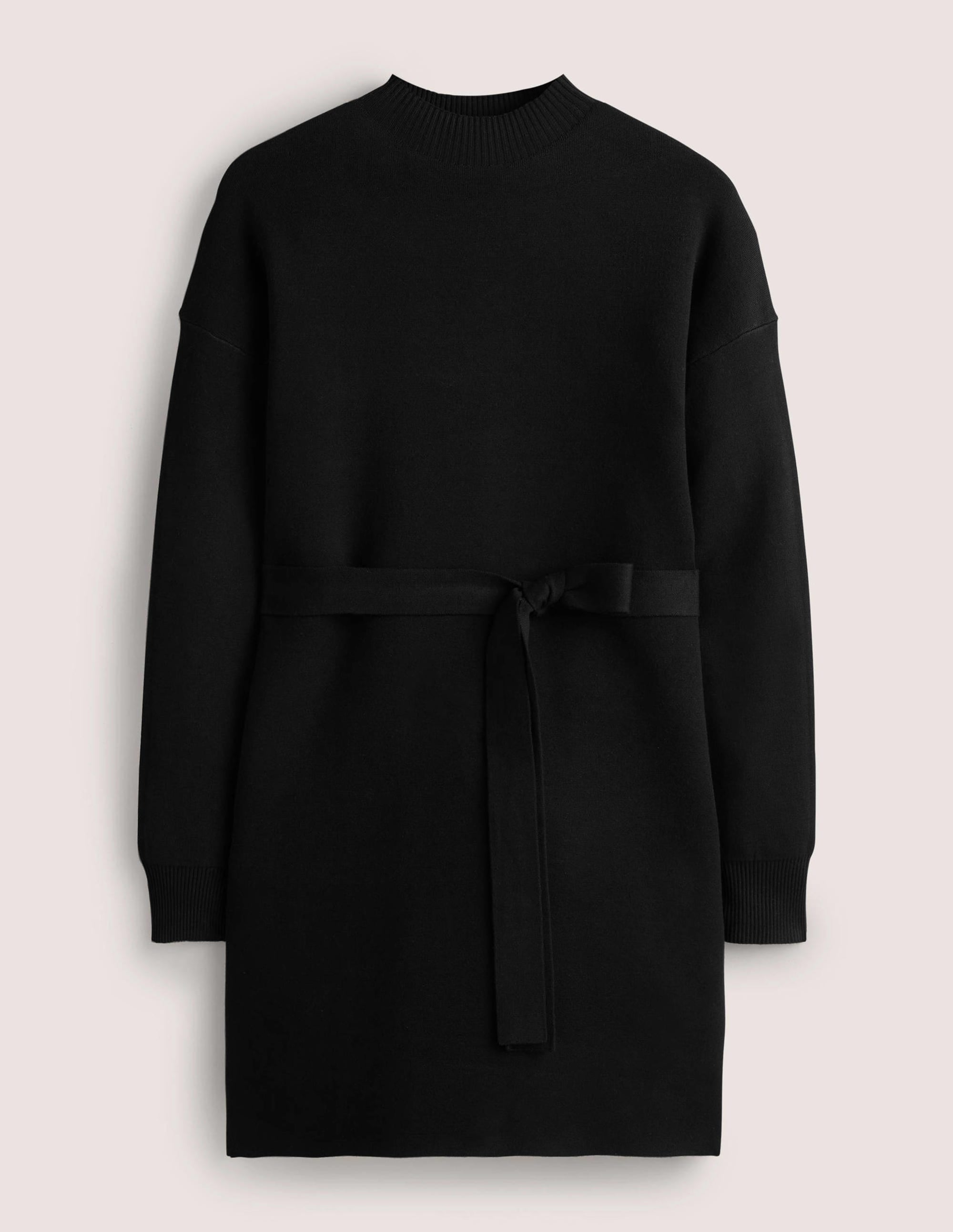 High Neck Knitted Shift Dress-Black - Image 7