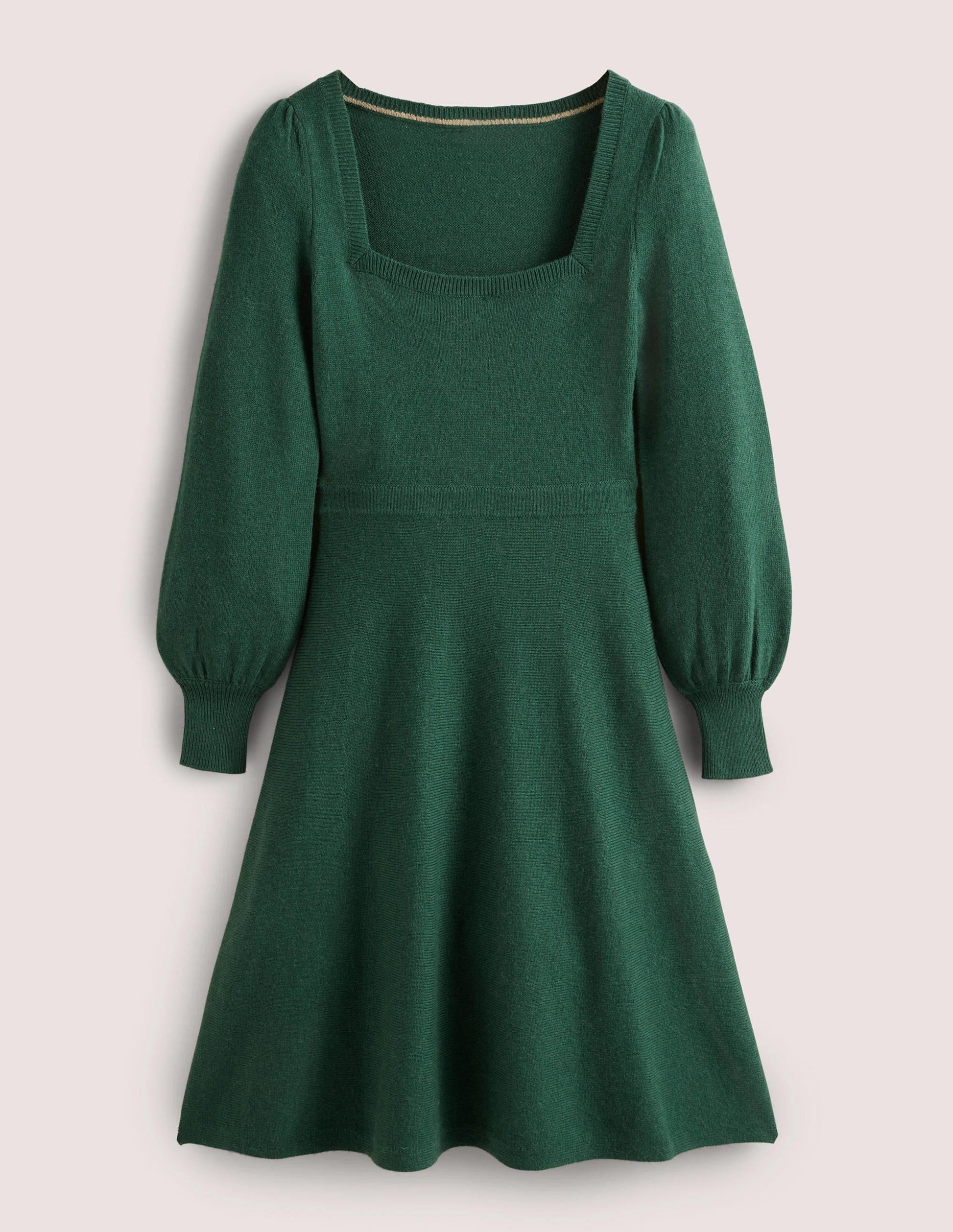Square Neck Knitted Dress-Trekking Green-5