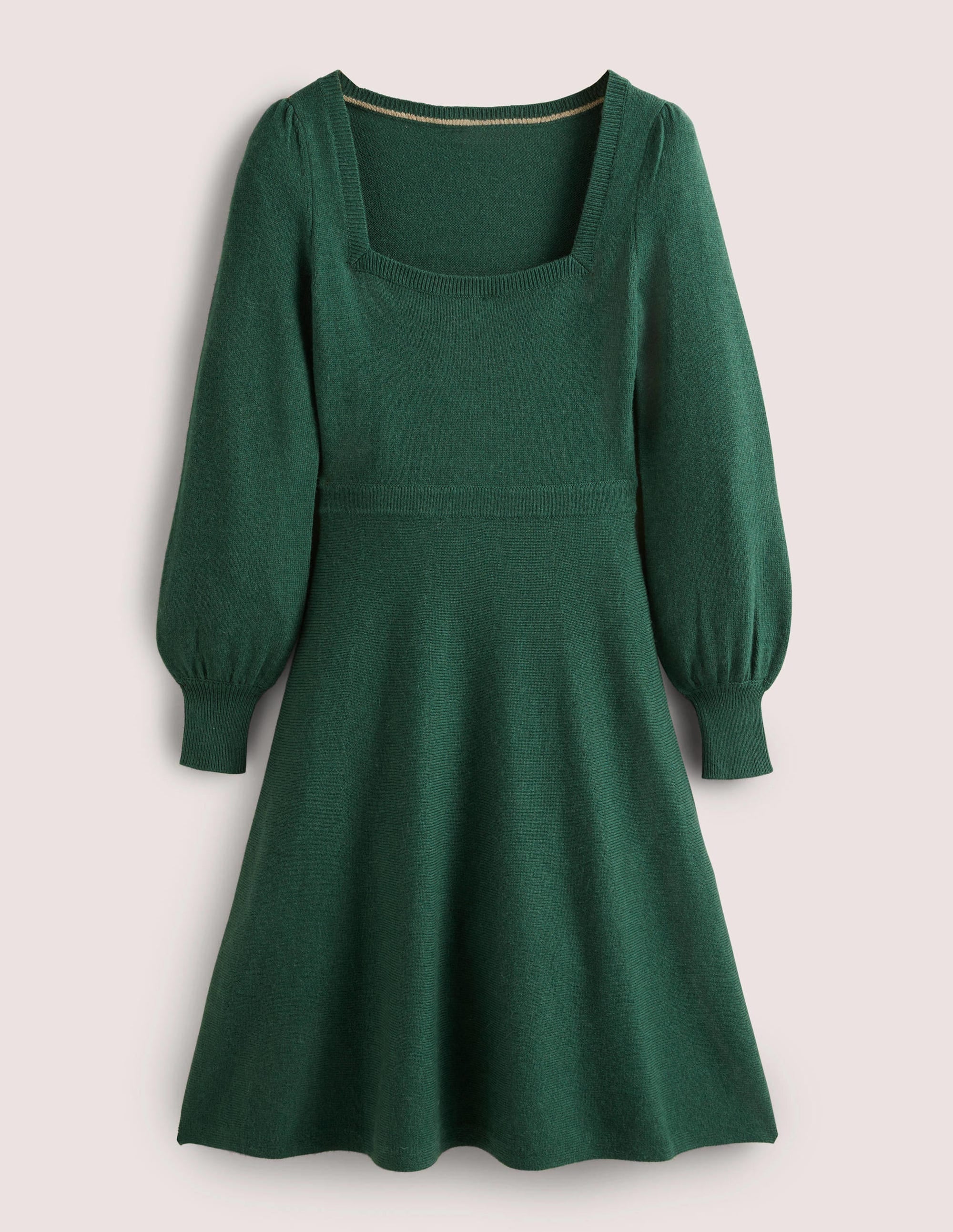 Square Neck Knitted Dress-Trekking Green - Image 5