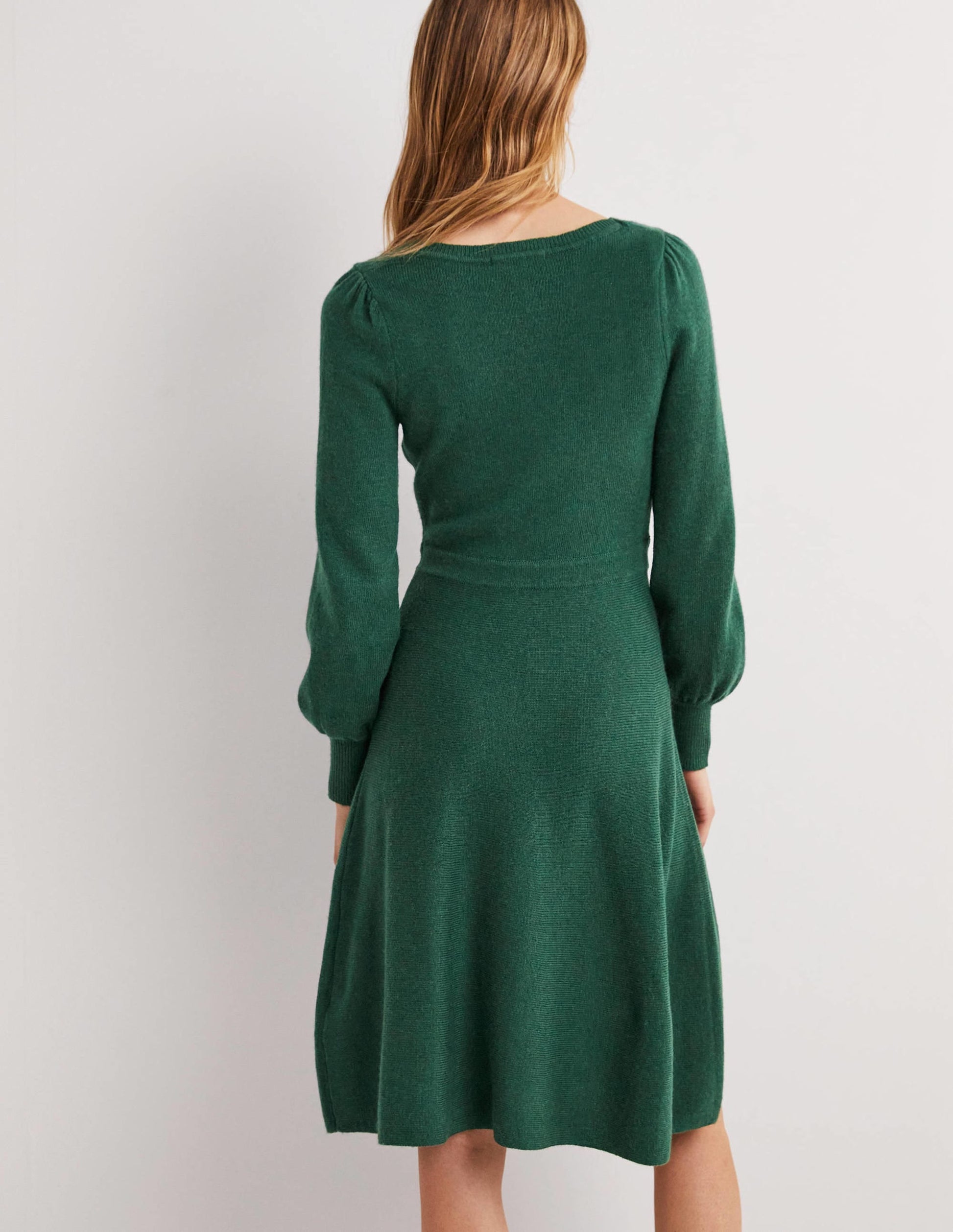 Square Neck Knitted Dress-Trekking Green-3