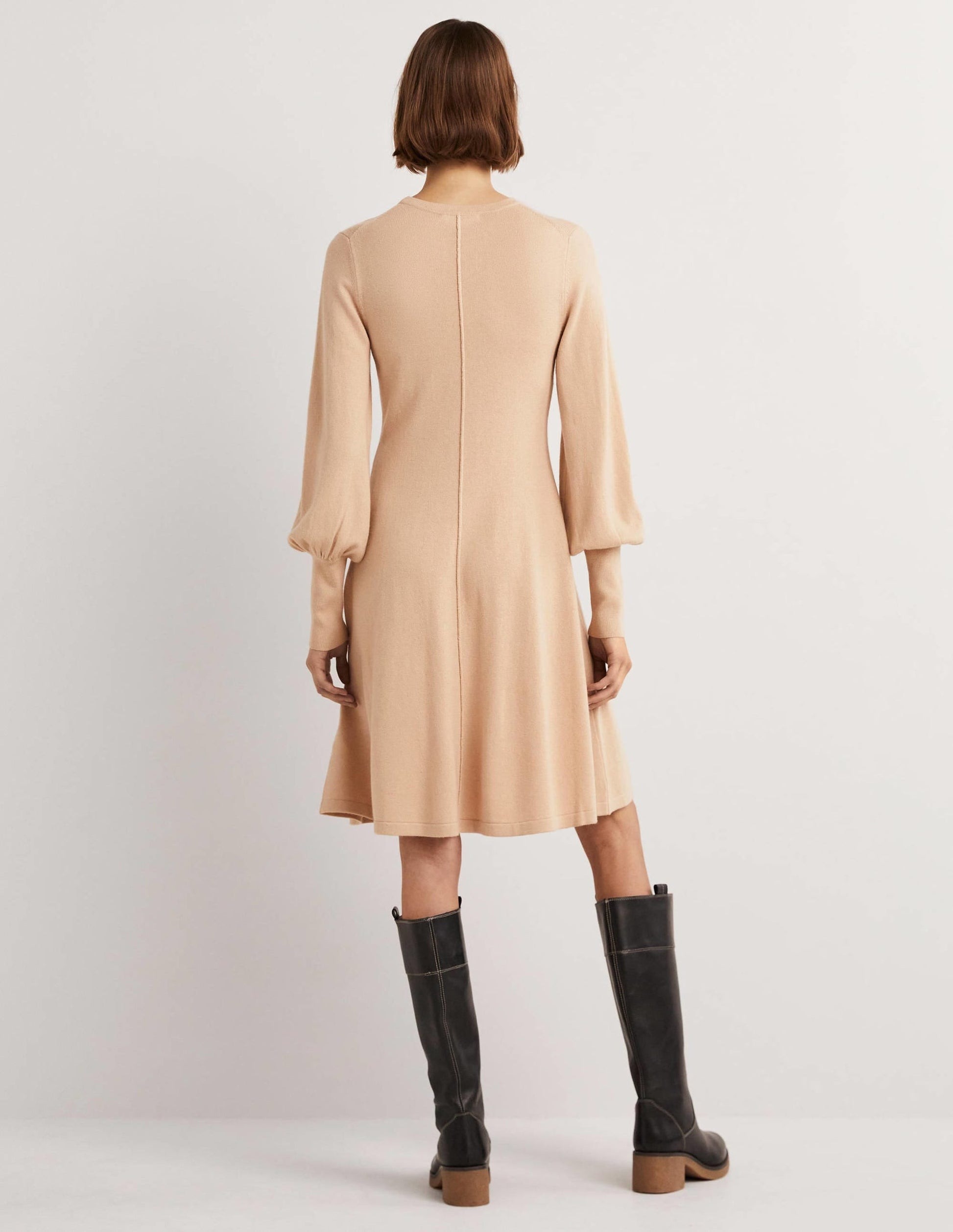 Cuff Detail Knitted Mini Dress-Chinchilla Melange-3