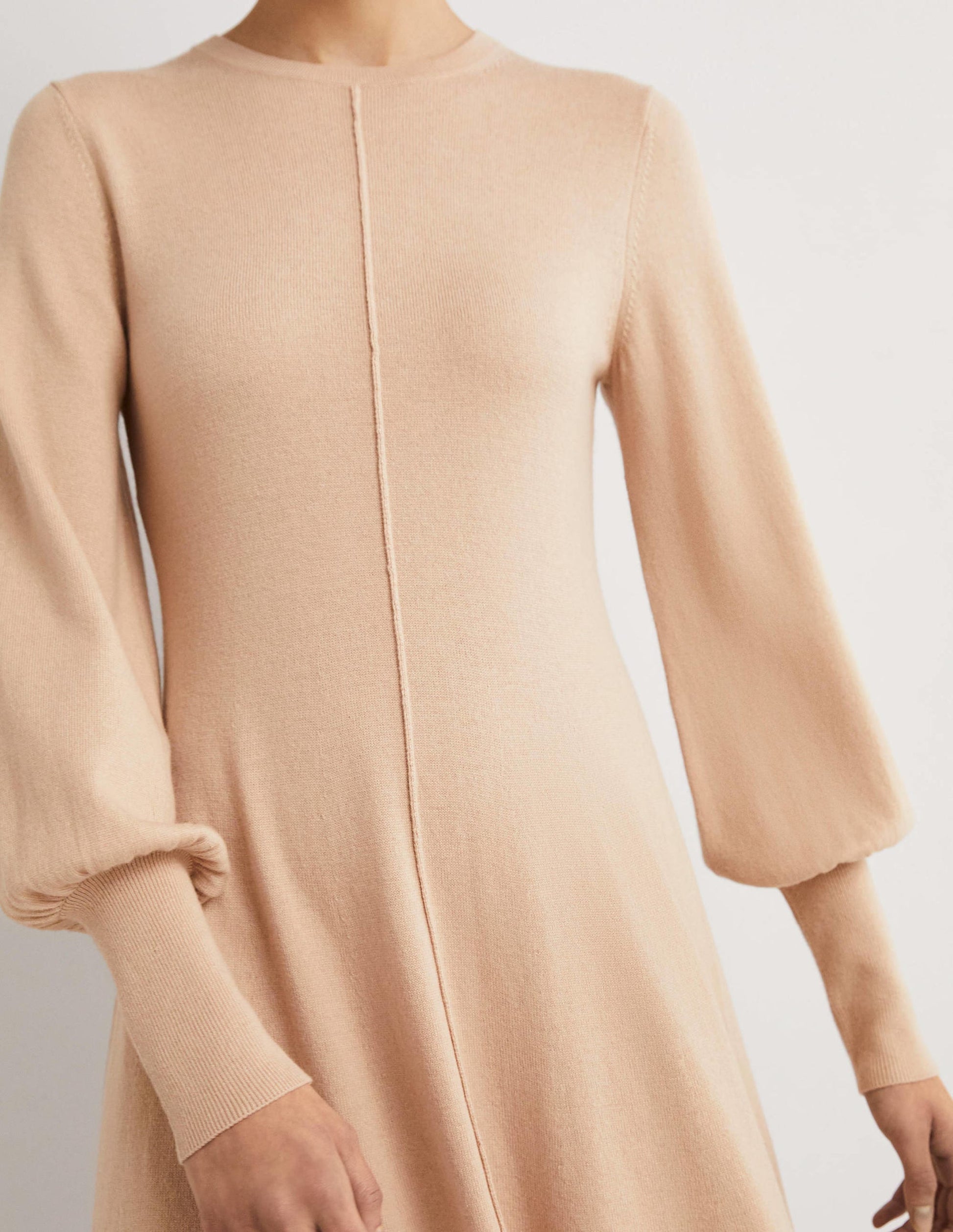 Cuff Detail Knitted Mini Dress-Chinchilla Melange-5