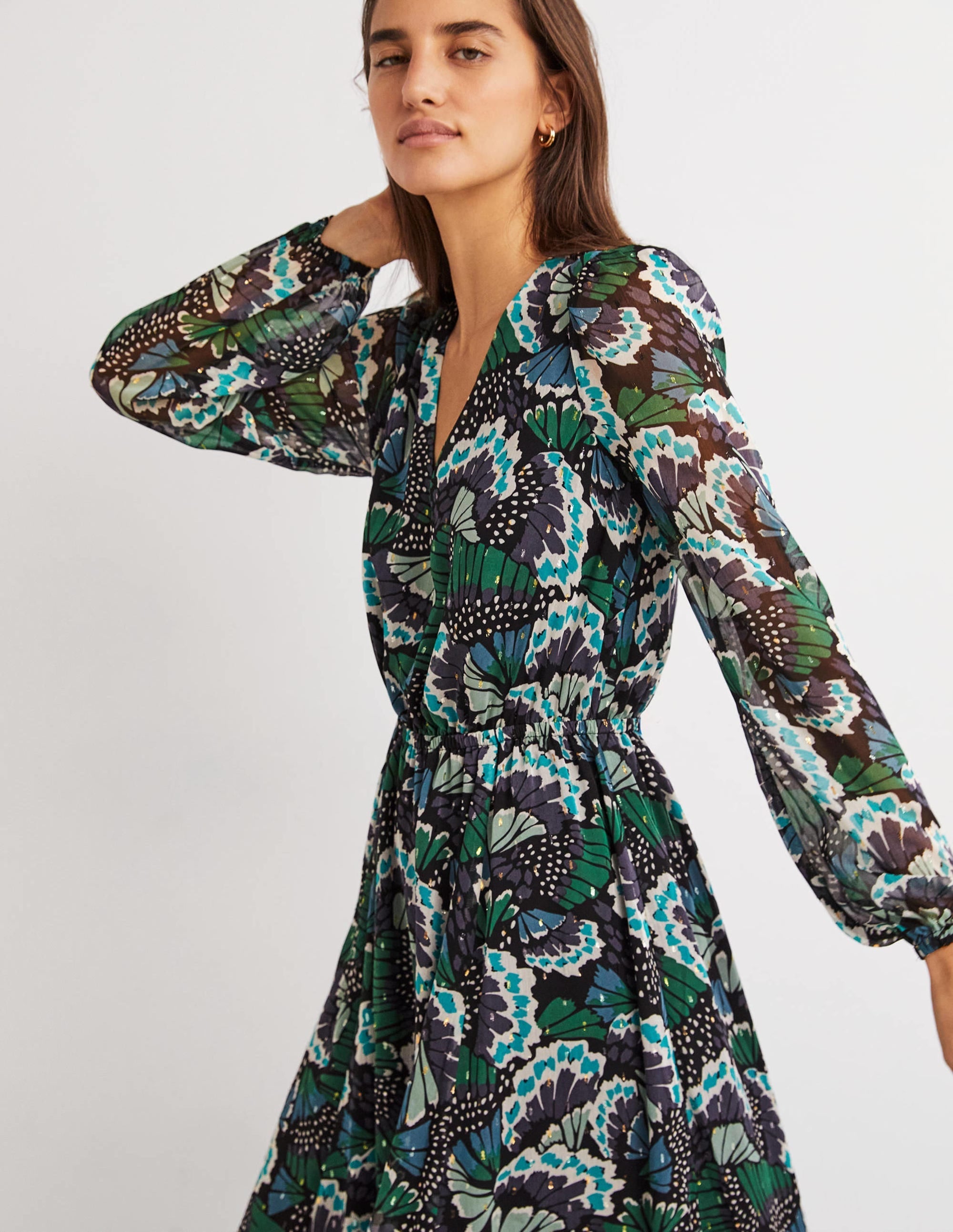 Metallic Detail Maxi Dress-Black, Petal Stamp - Image 5