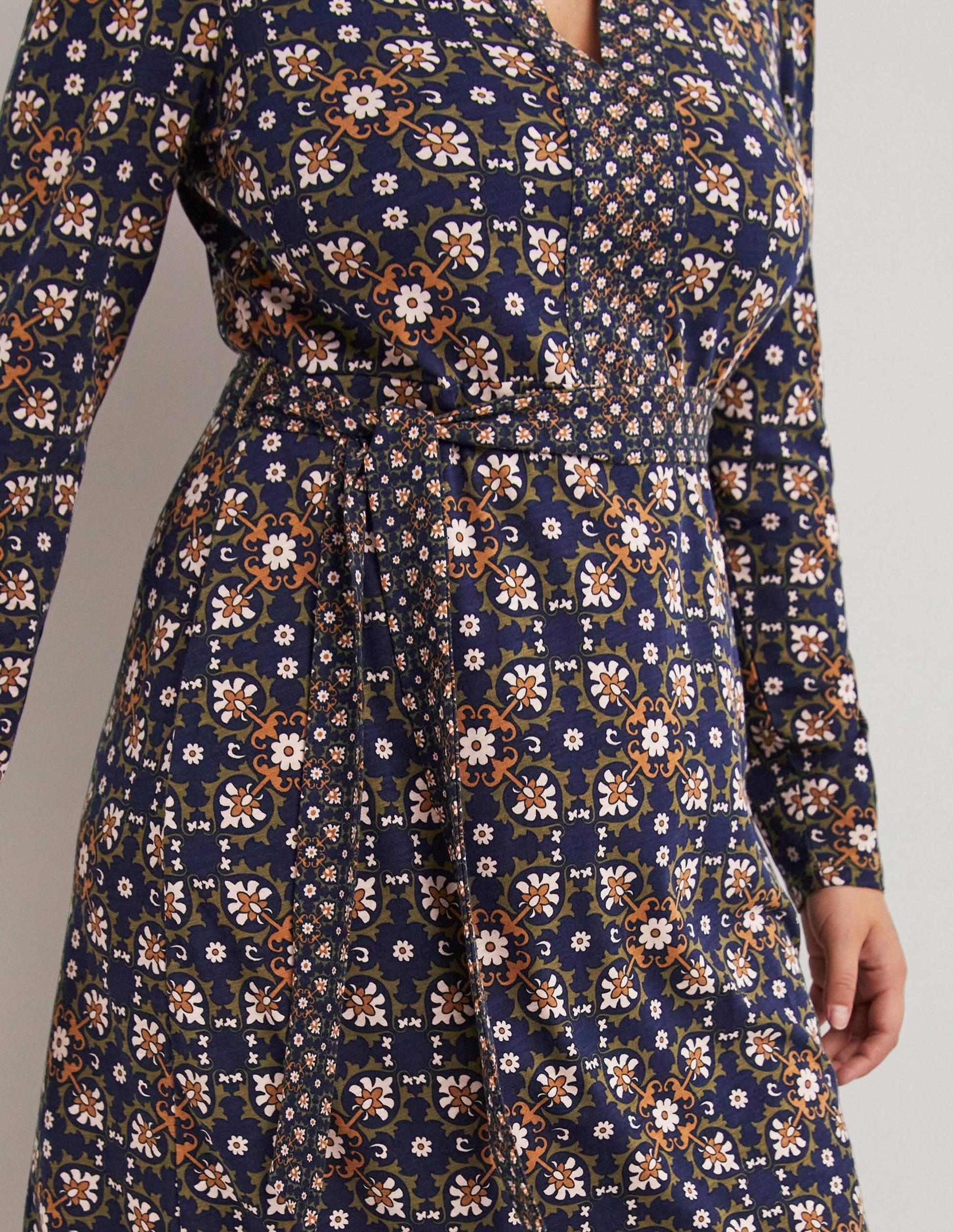 Jersey Midi Shirt Dress-Basil, Bloom Tile-2