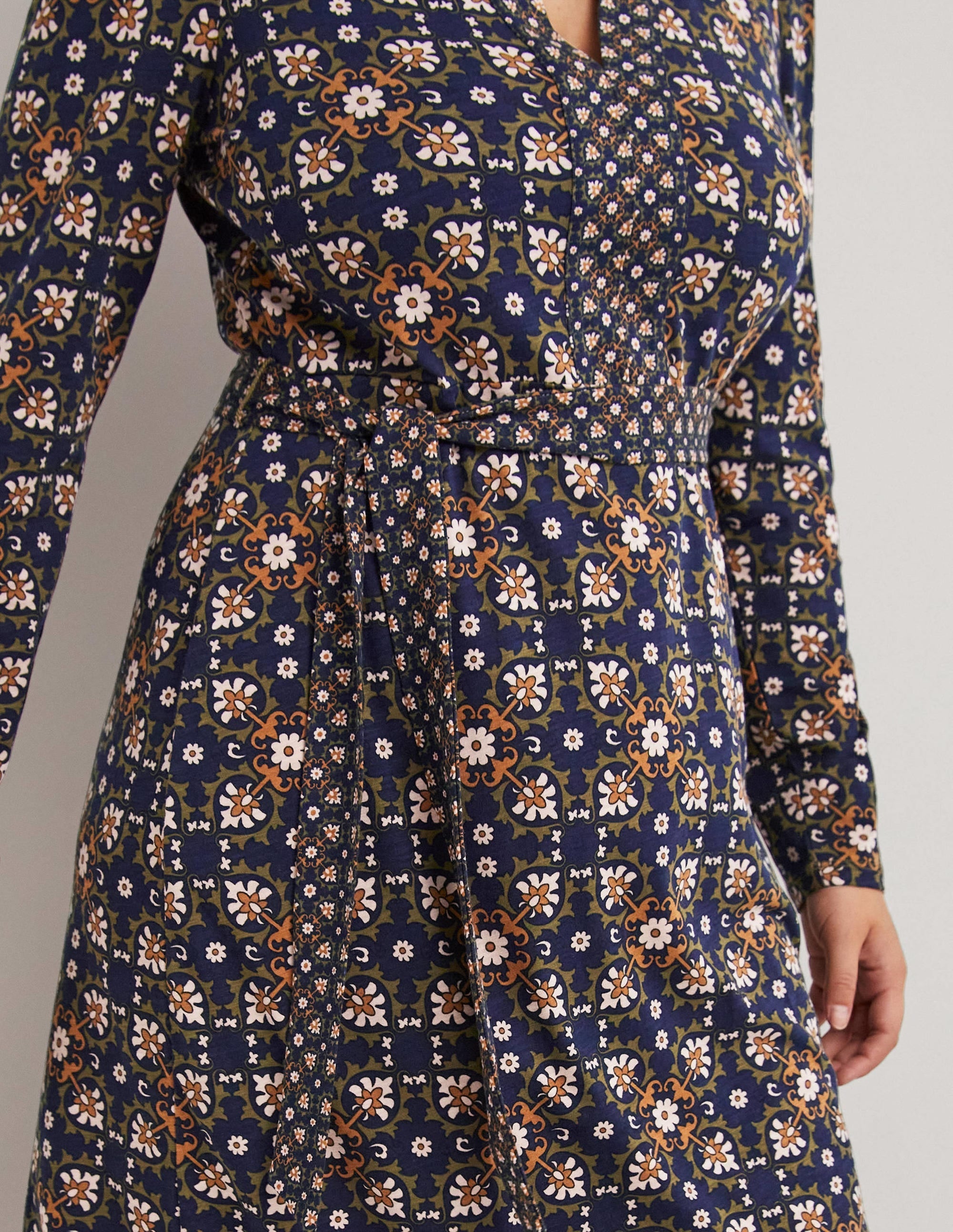 Jersey Midi Shirt Dress-Basil, Bloom Tile - Image 2