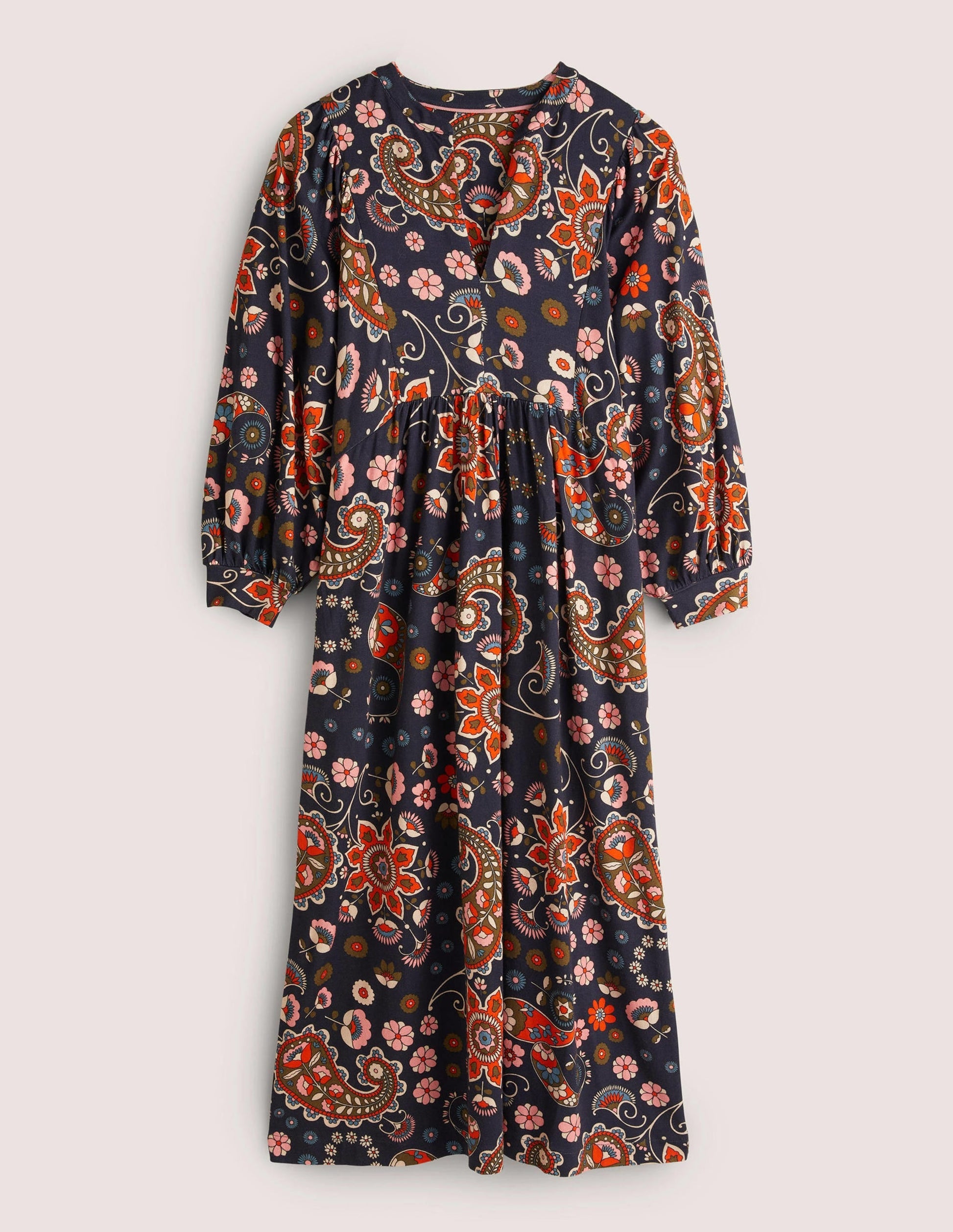 Jersey Midi Dress-French Navy, Passion Flower-6