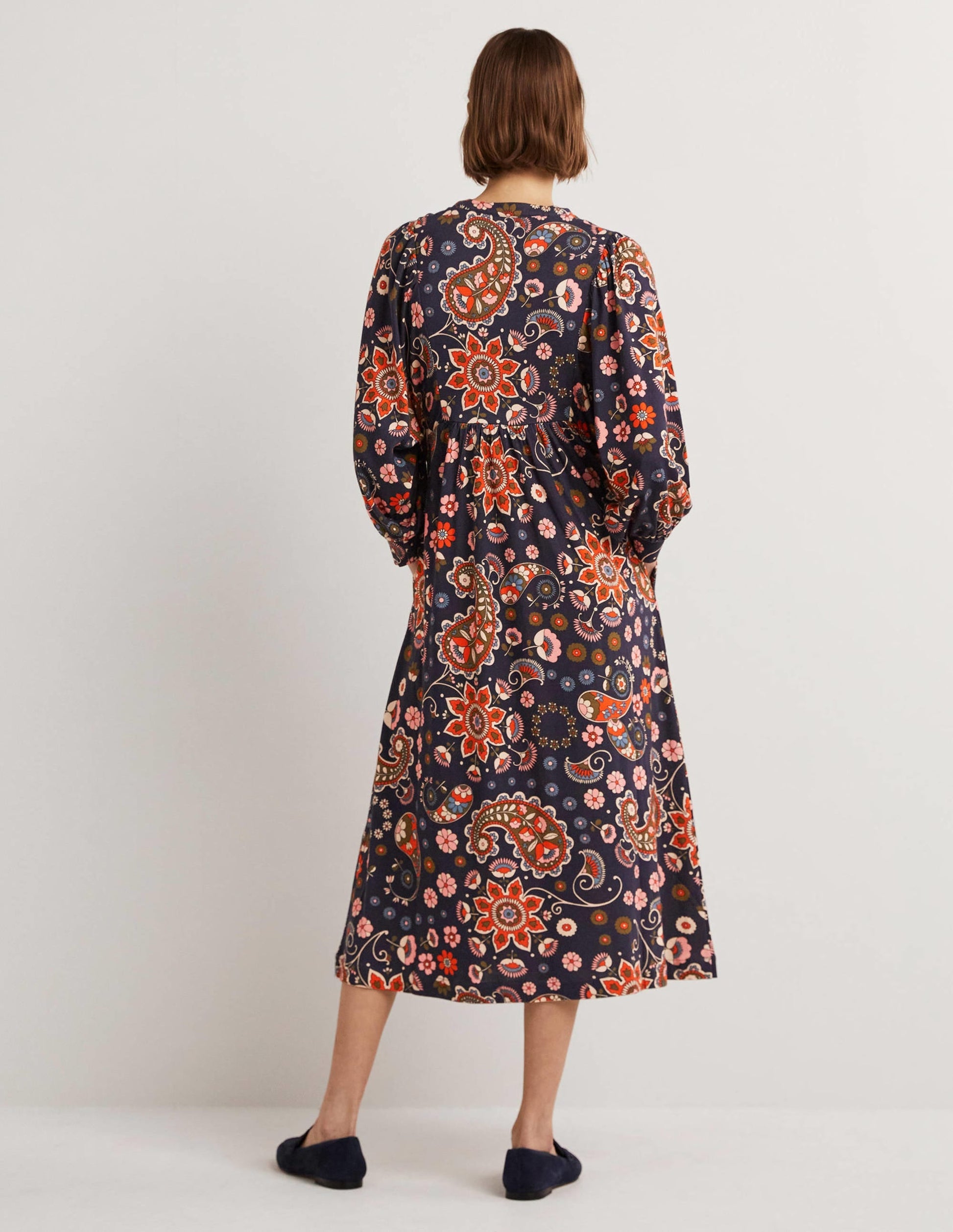 Jersey Midi Dress-French Navy, Passion Flower-3