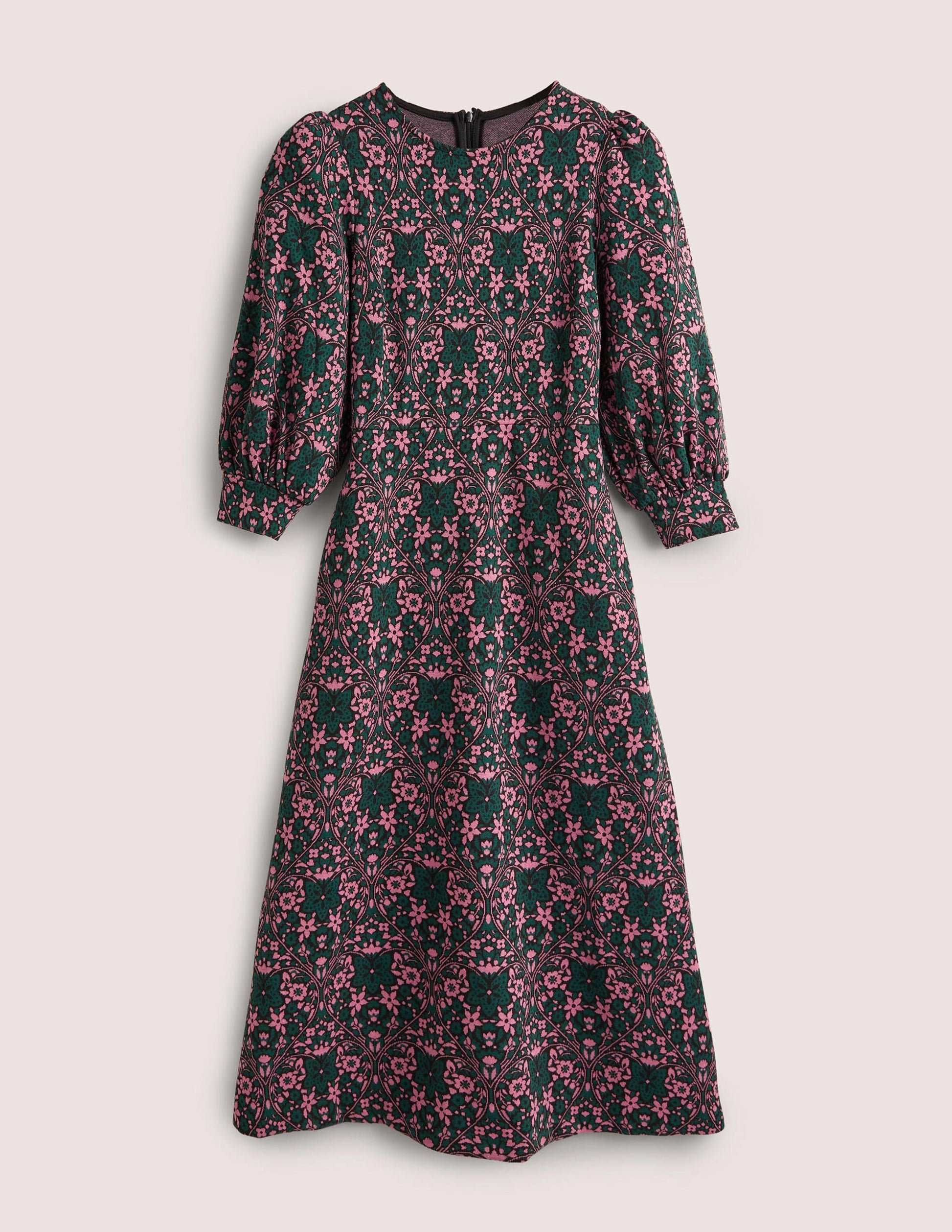 Jersey Jacquard Midi Dress-Trekking Green, Heart Bloom-6