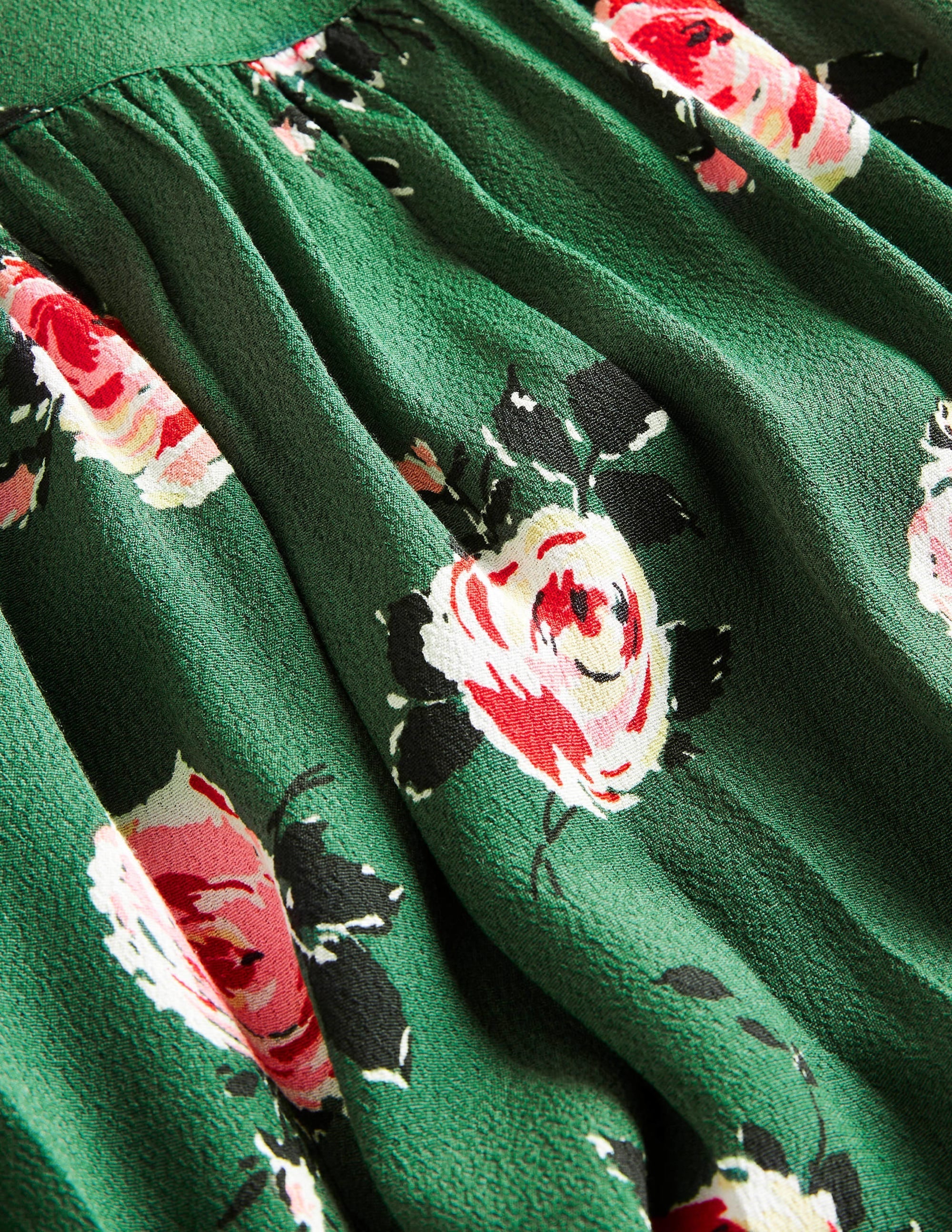 Square Neck Maxi Dress-Hunter Green, Painterly Rose - Image 6