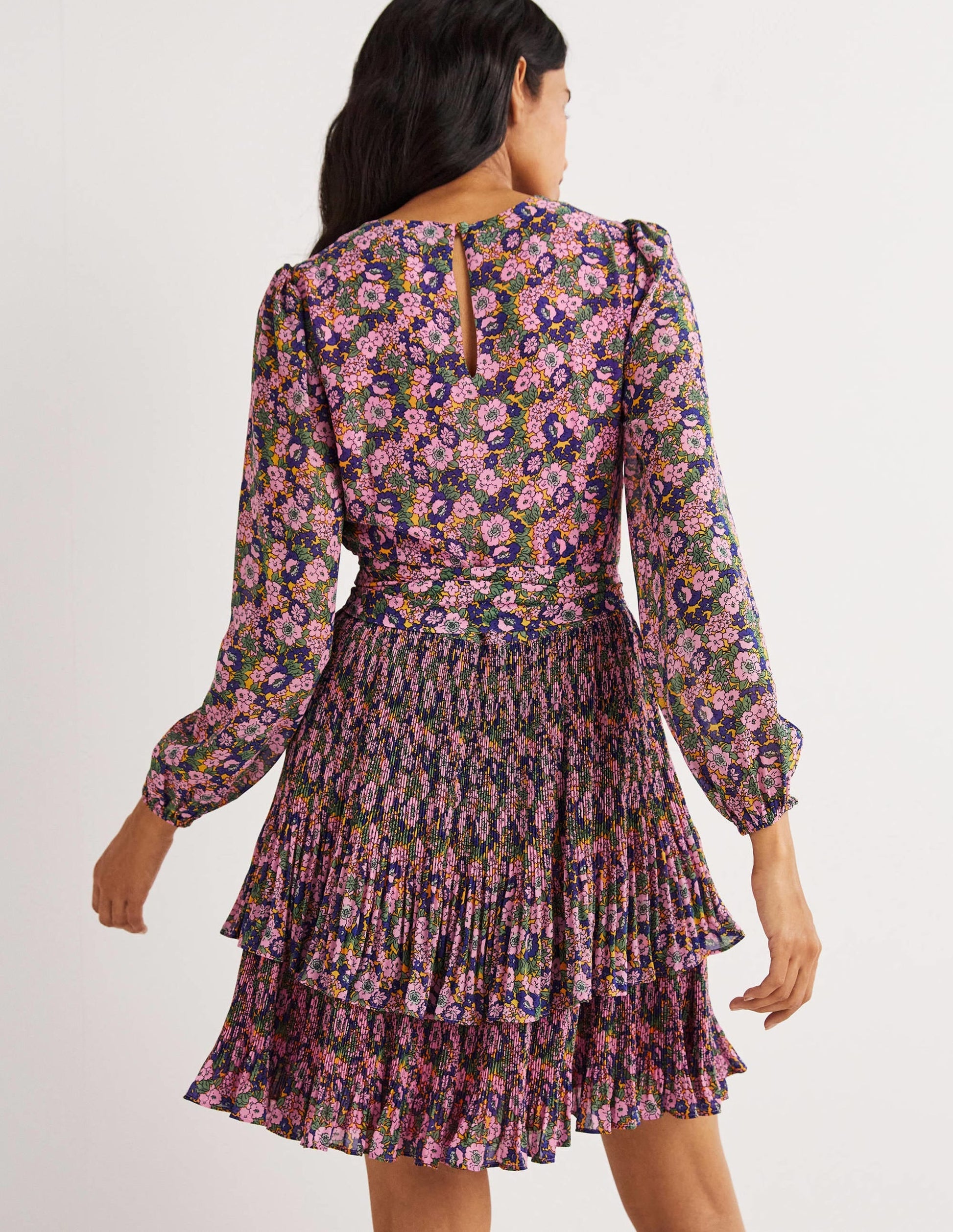 The Plisse Mini Dress-Cherry Blossom, Floral Lawn-4
