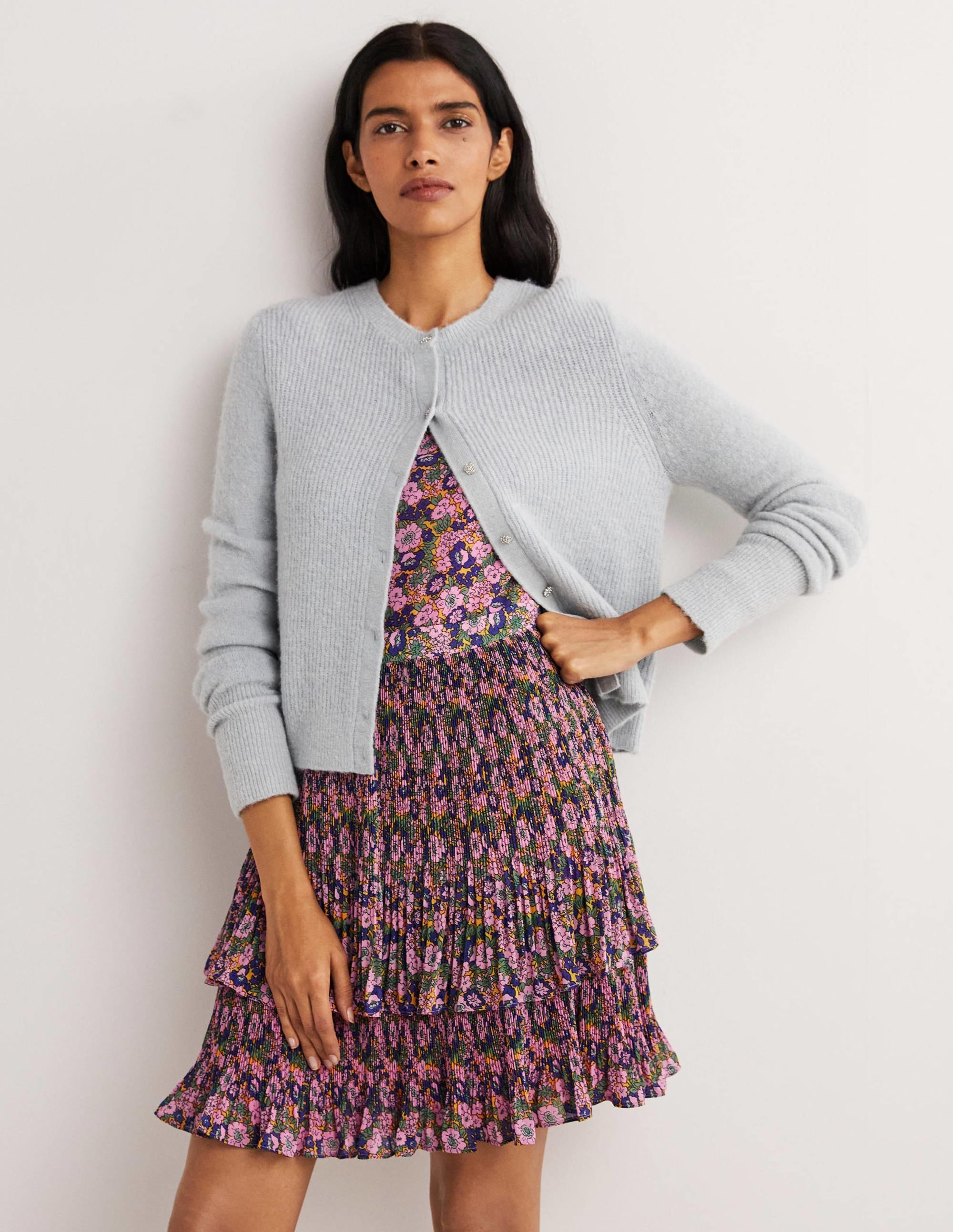 The Plisse Mini Dress-Cherry Blossom, Floral Lawn - Image 5