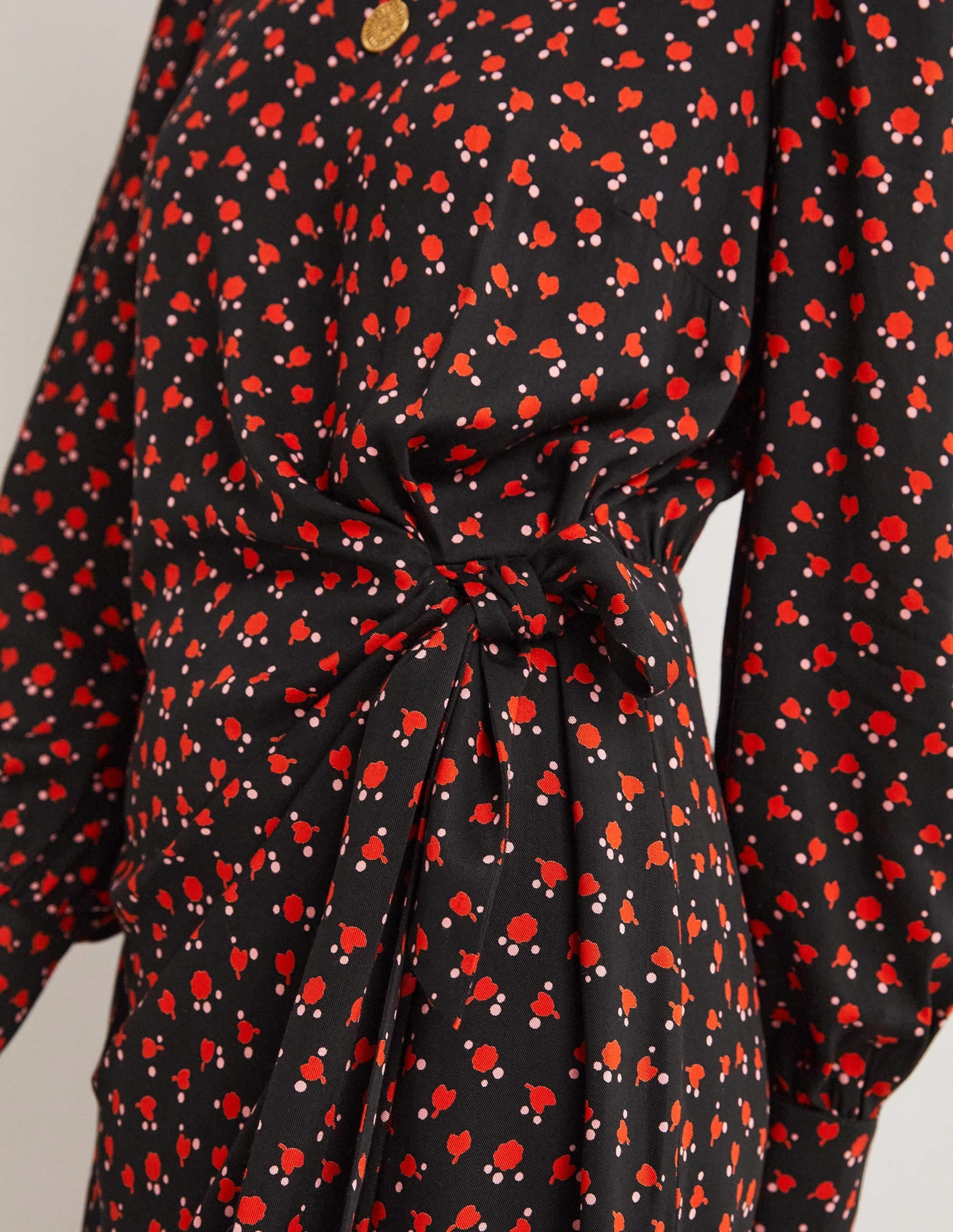 Wrap Skirt Mini Dress-Rocket Red, Tulip Charm-2