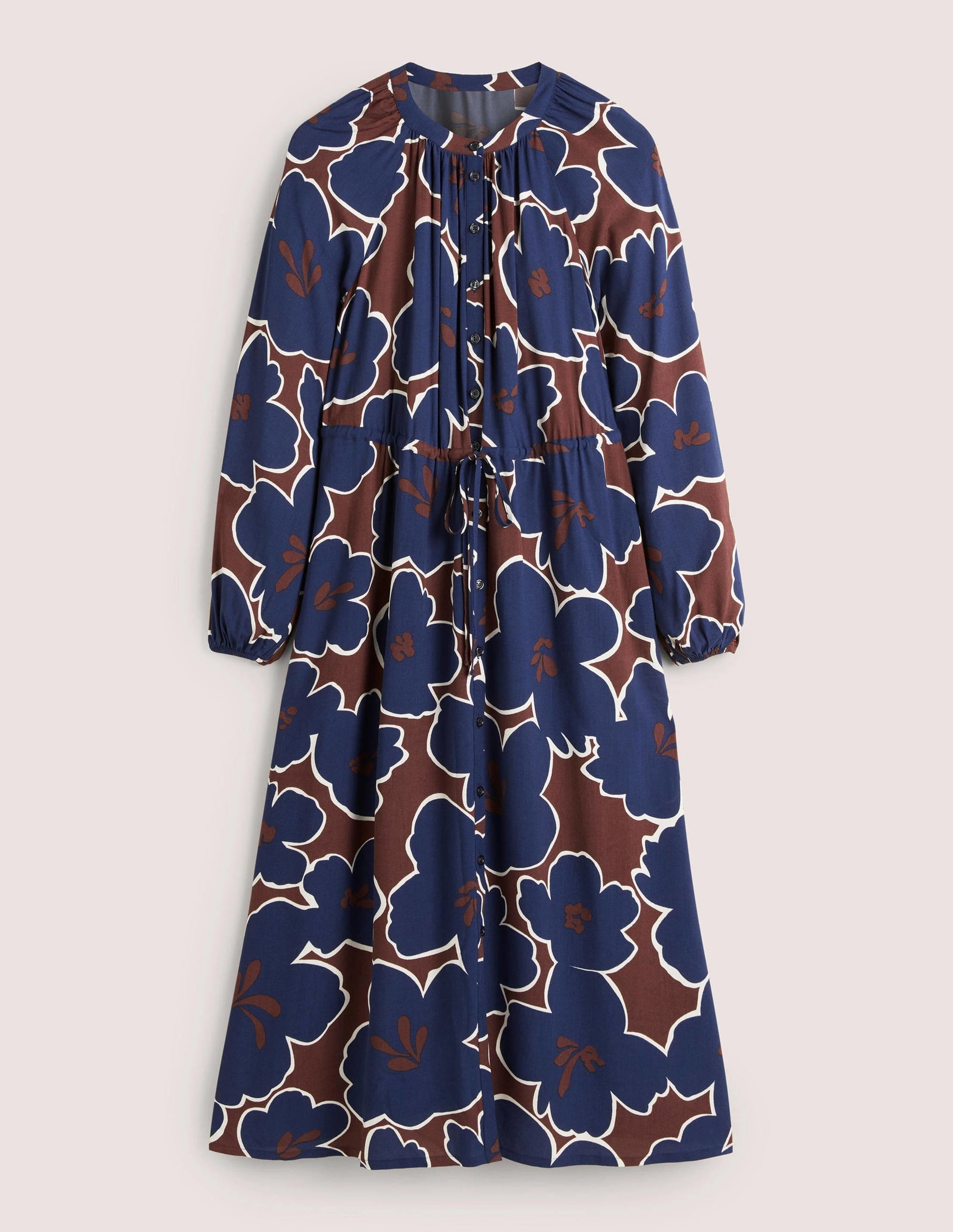 Tie Waist Detail Midi Dress-Navy, Bloom Pome-5