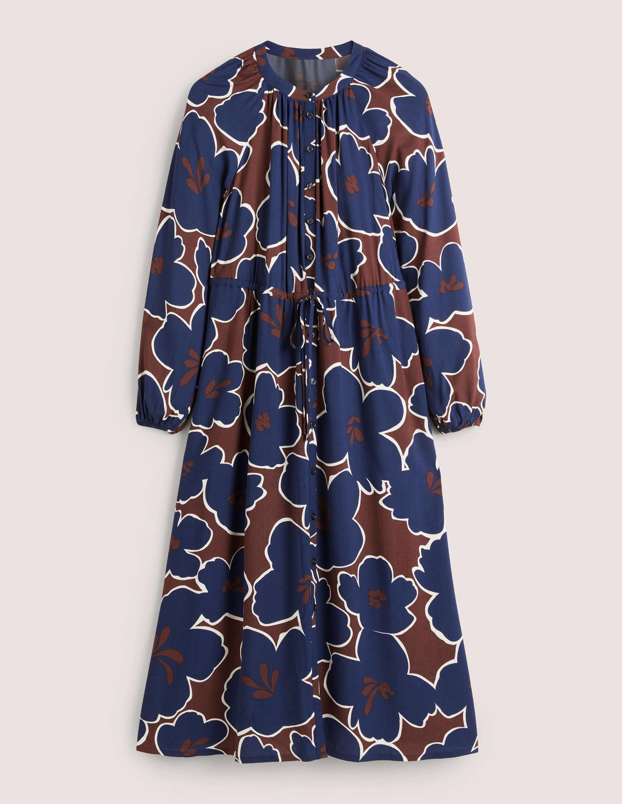 Tie Waist Detail Midi Dress-Navy, Bloom Pome - Image 5