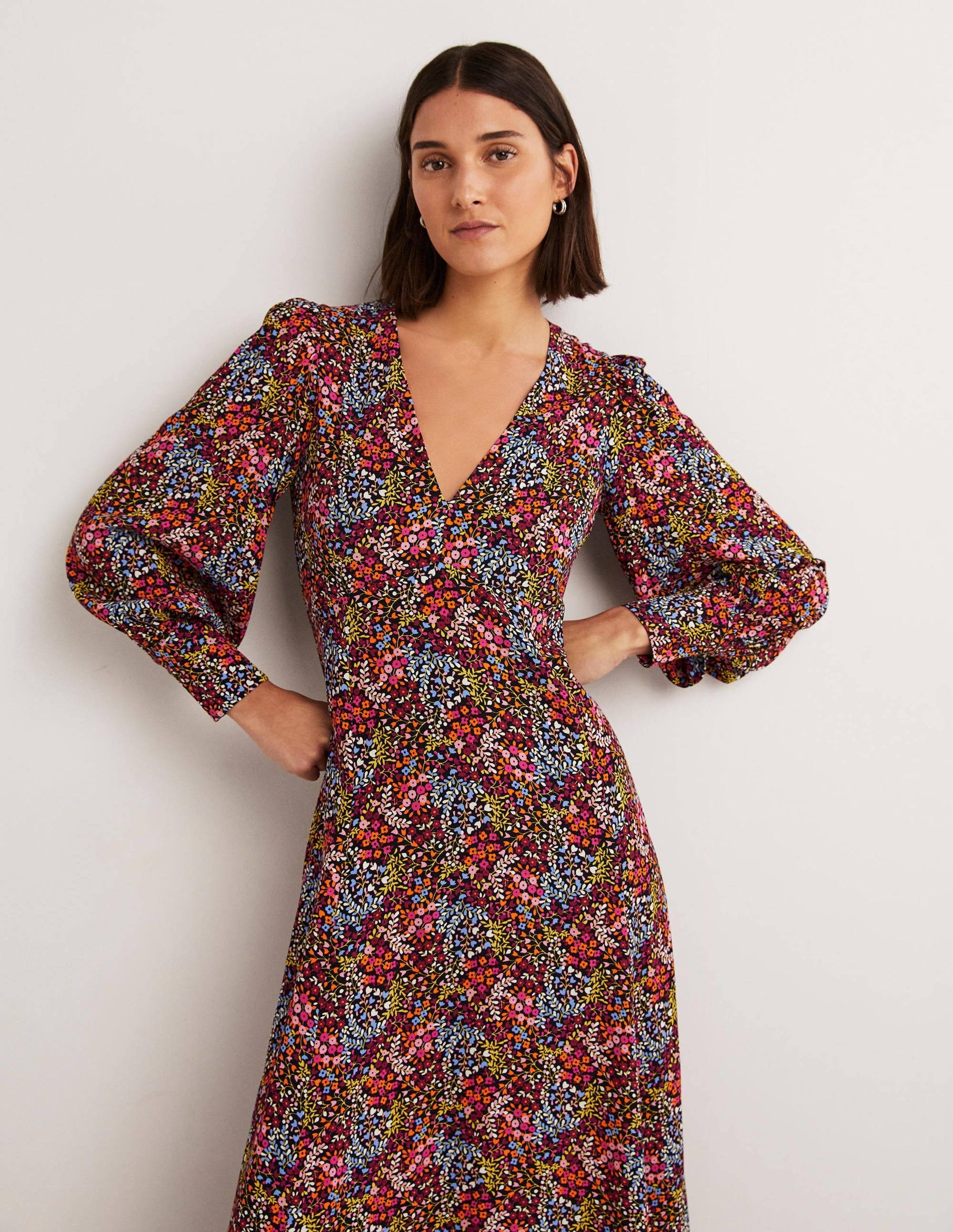 Blouson Sleeve Maxi Tea Dress-Multi, Ditsy Garden - Image 5