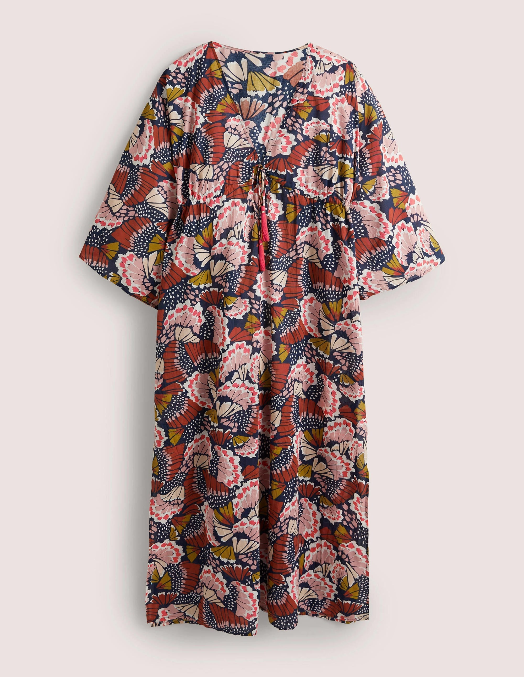 Maxi Empire Beach Kaftan Dress-Multi, Petal Stamp - Image 5