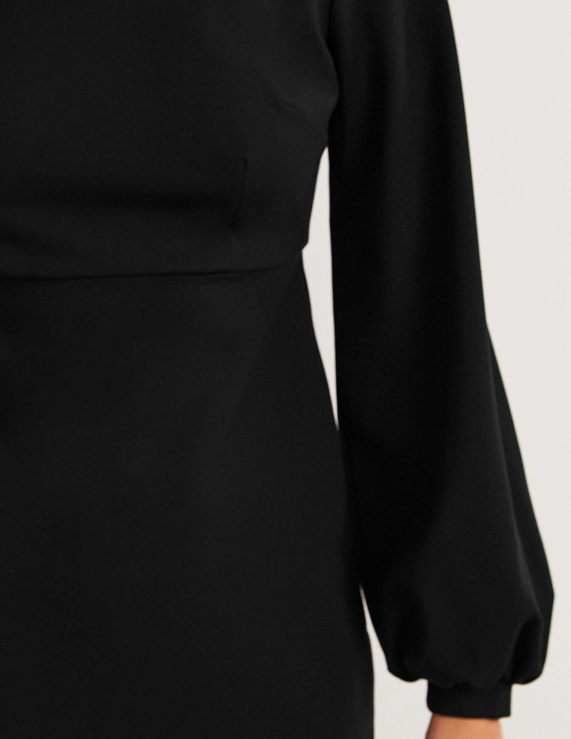Blouson Jersey Mini Dress-Black - Image 2
